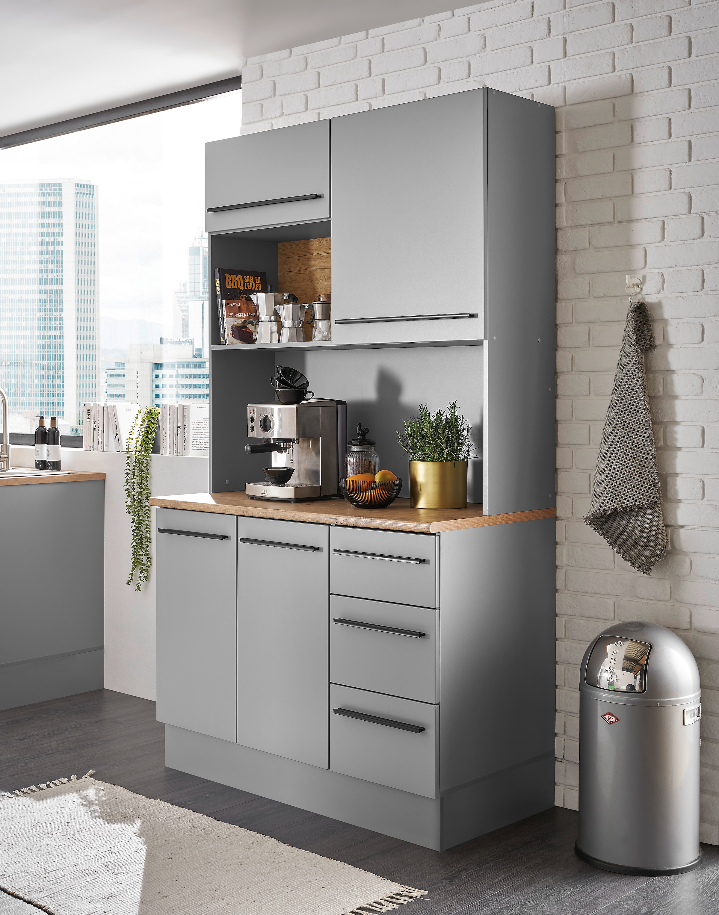 BASIC by Balculina Buffet »Denver, Küchenbuffet BxHxT 120x211x60«, (1 St.), Breite 120cm, Soft-Close für Türen und Schubkästen