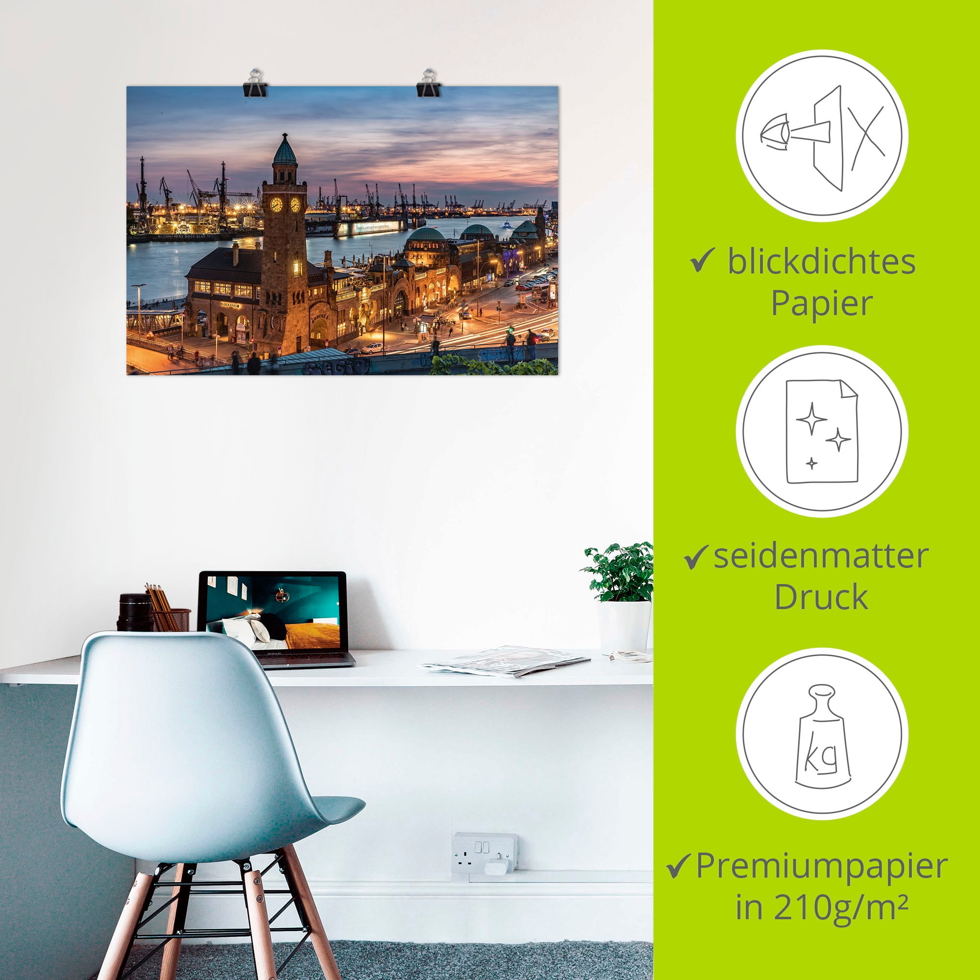 Artland Wandbild »Landungsbrücken Hamburg« Hamburg 1 Stk. tlg. als Leinwandbild, Poster in verschied. Größen