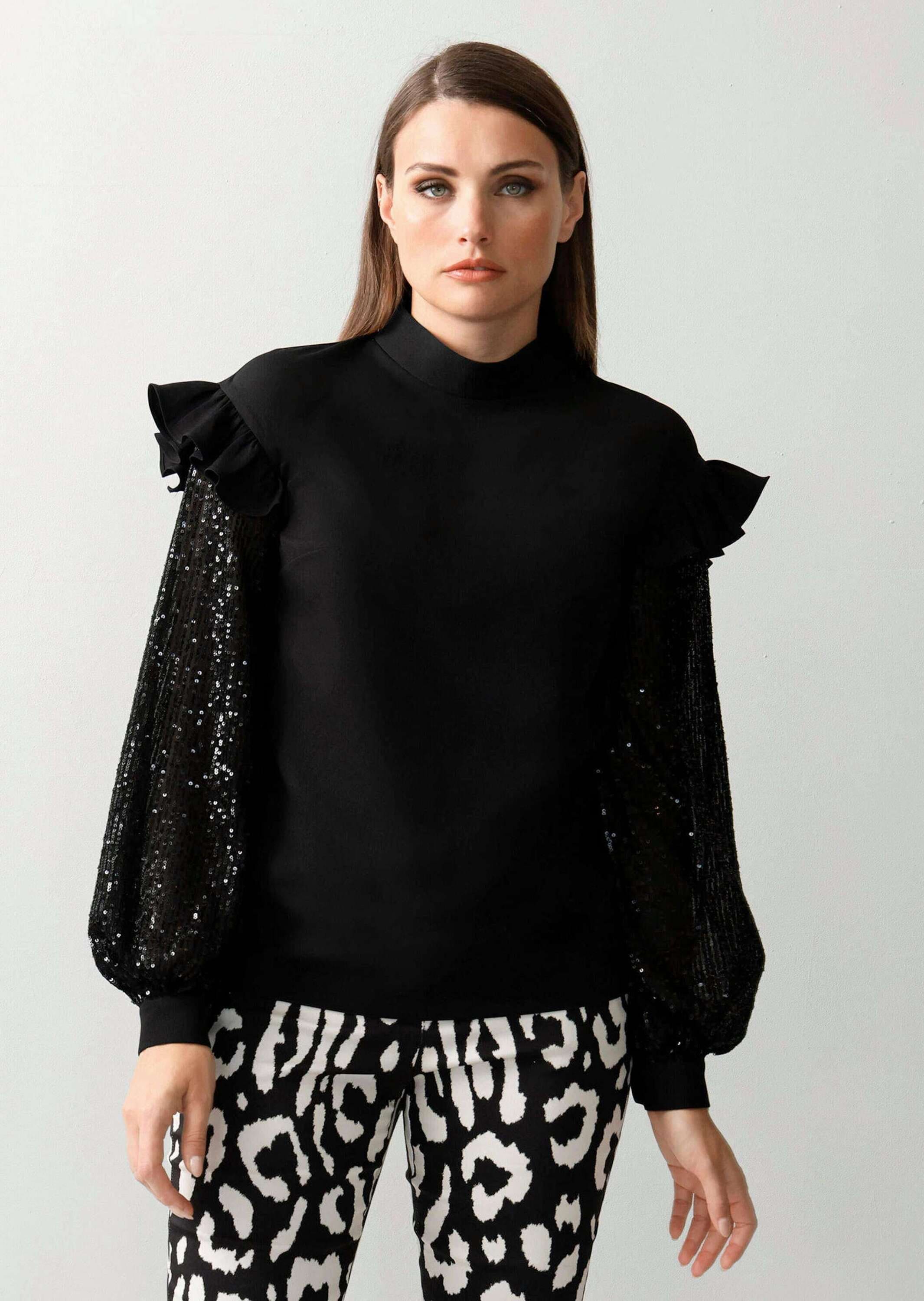 Alba Moda Langarmbluse »Bluse Bluse in angesagtem Materialmix«
