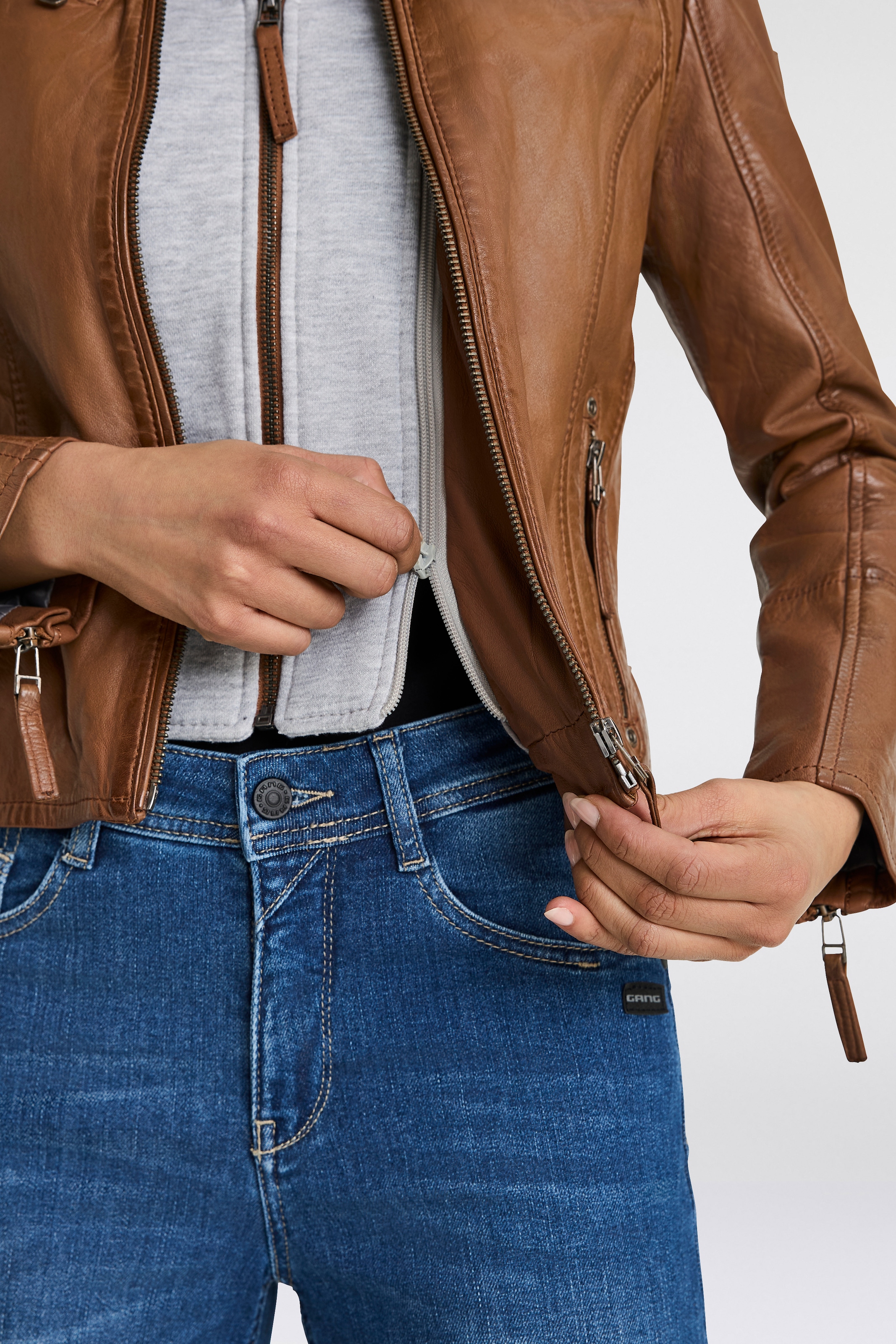 Mauritius Lederjacke »NOLA«, mit Kapuze, Two-in-One Style - mit abnehmbarer Jersey-Kapuze