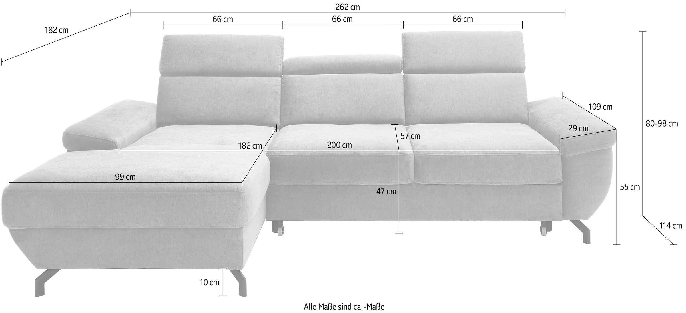 TRENDMANUFAKTUR Ecksofa »Rima«, mit Bettfunktion, Bettkasten, Sitztiefenverstellung