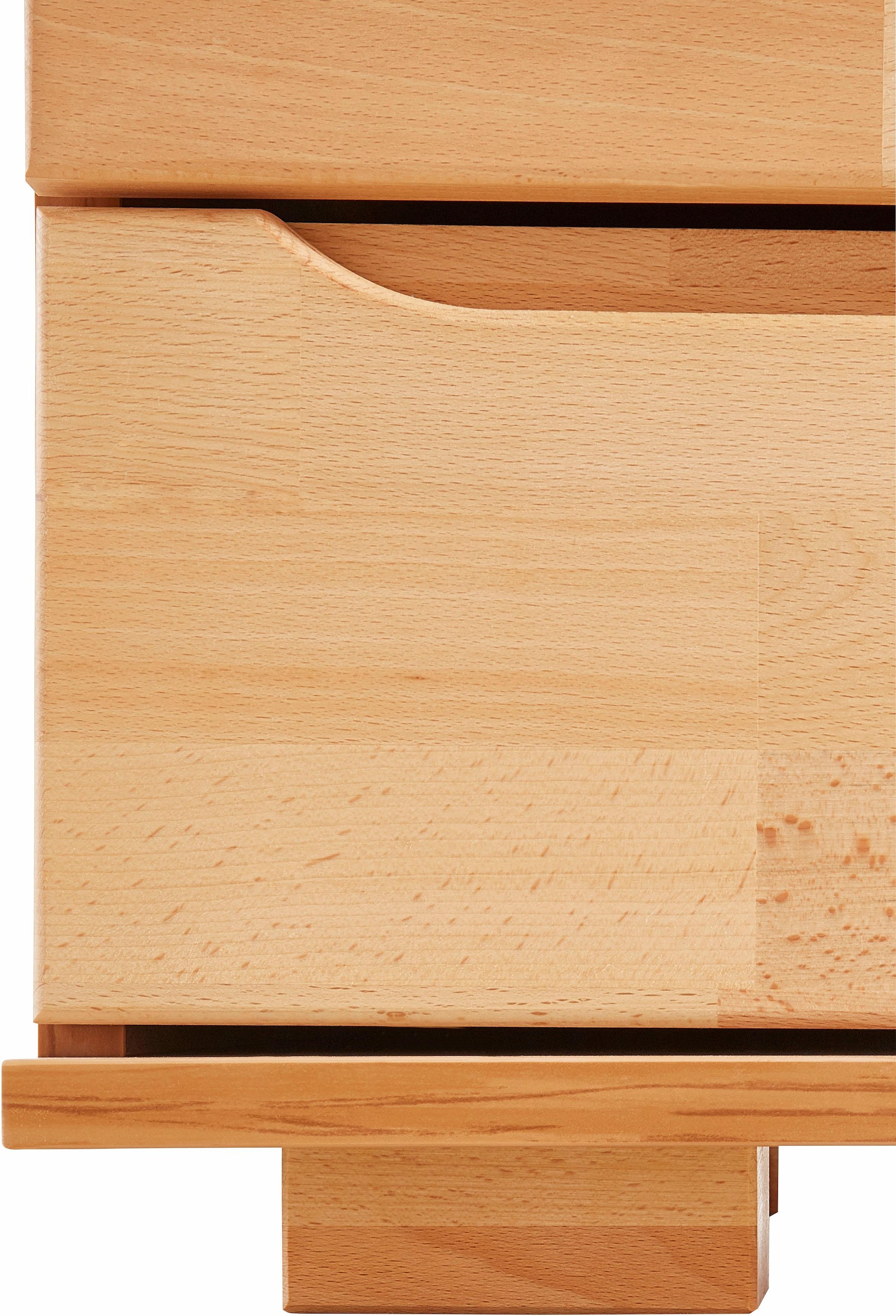 Home affaire Highboard »Vetro,150cm breit,40 cm tief,Fronten Massivholz,9 Fächer«, Kernbuche massiv, Holzwerkstoff, 3Türen,6 Schubladen, Griffmulden