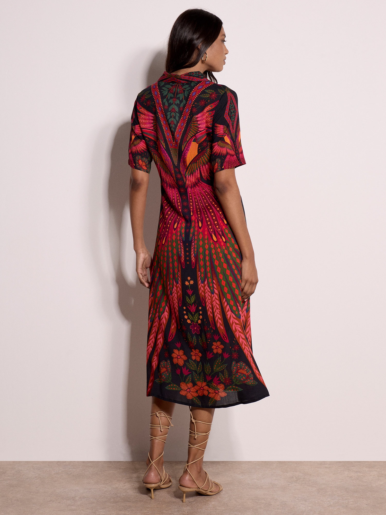 Apricot Druckkleid »Apricot Midi-Kleid mit tropischem Tukan-Motiv«