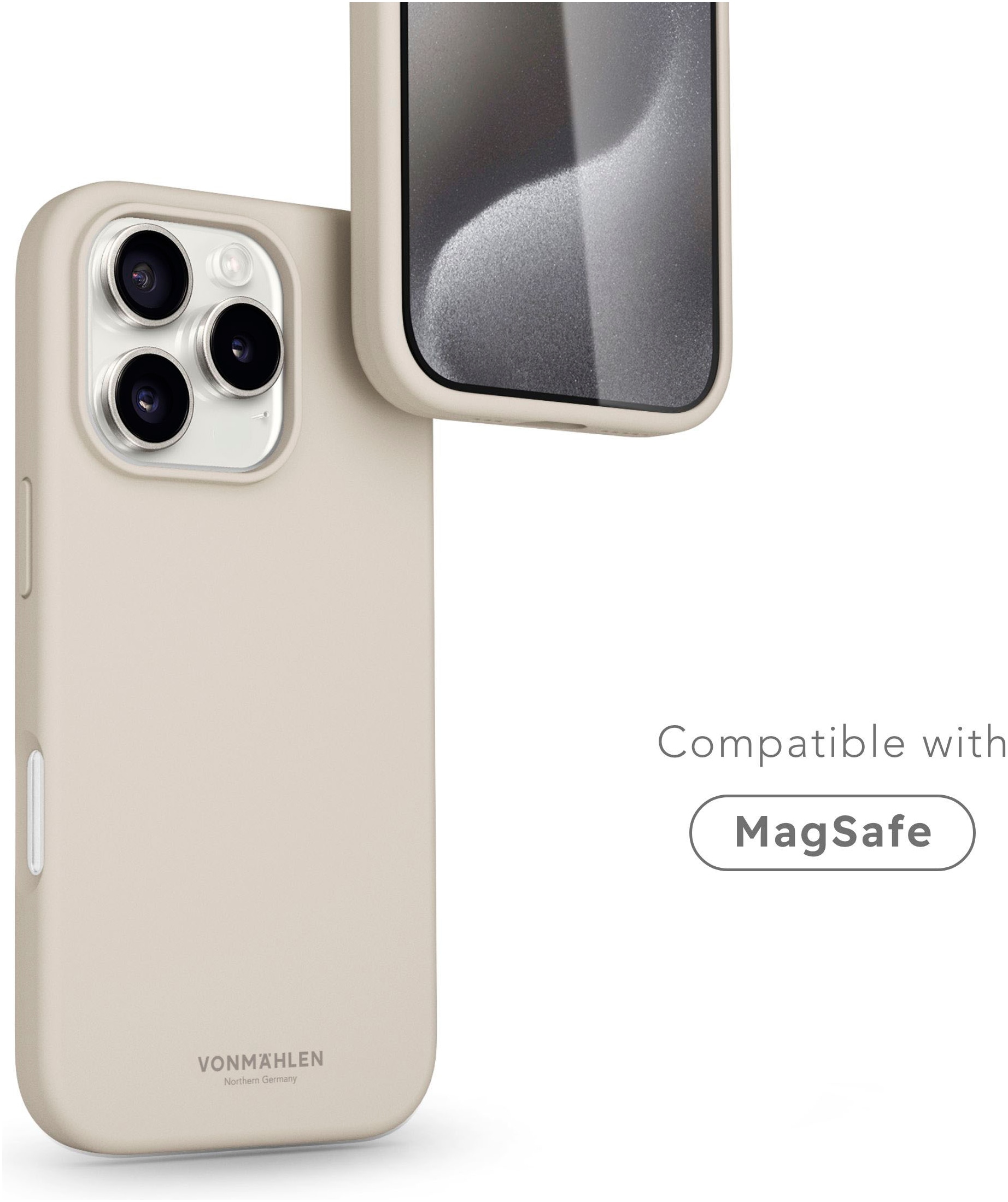 VONMÄHLEN Smartphone-Hülle »iPhone 16 Pro, Soft Silicone Case - Cream«