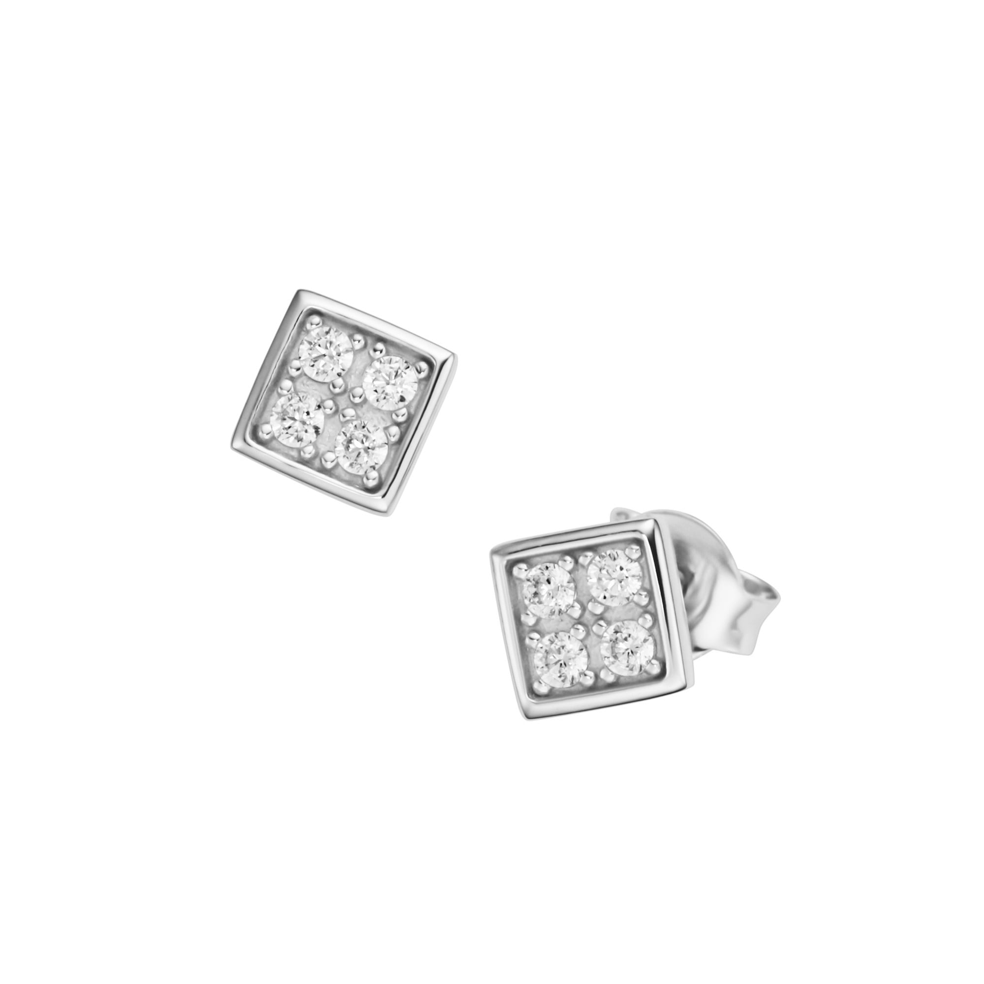 Paar Ohrstecker »Ohrstecker carréförmig mit weißen oder schwarzen Steinen, Silber 925«