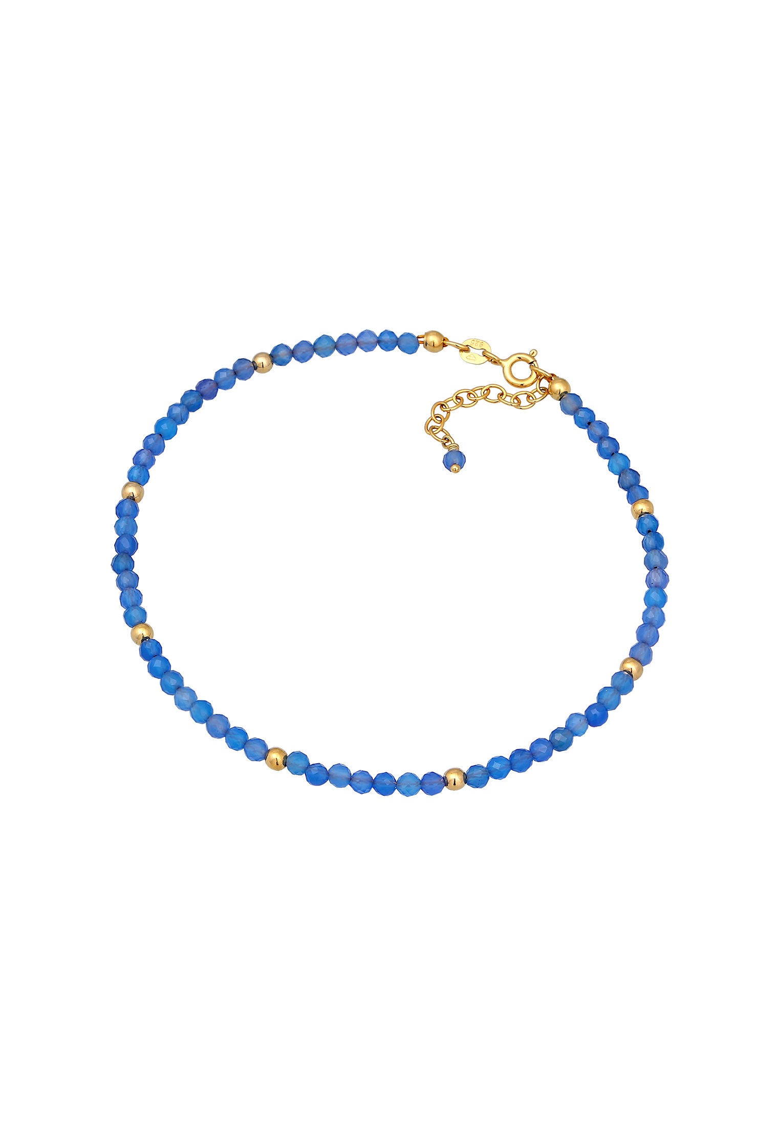 Elli Fußkette »Fußschmuck Achat Perlen Blau Sommer Strand 925 Silber«