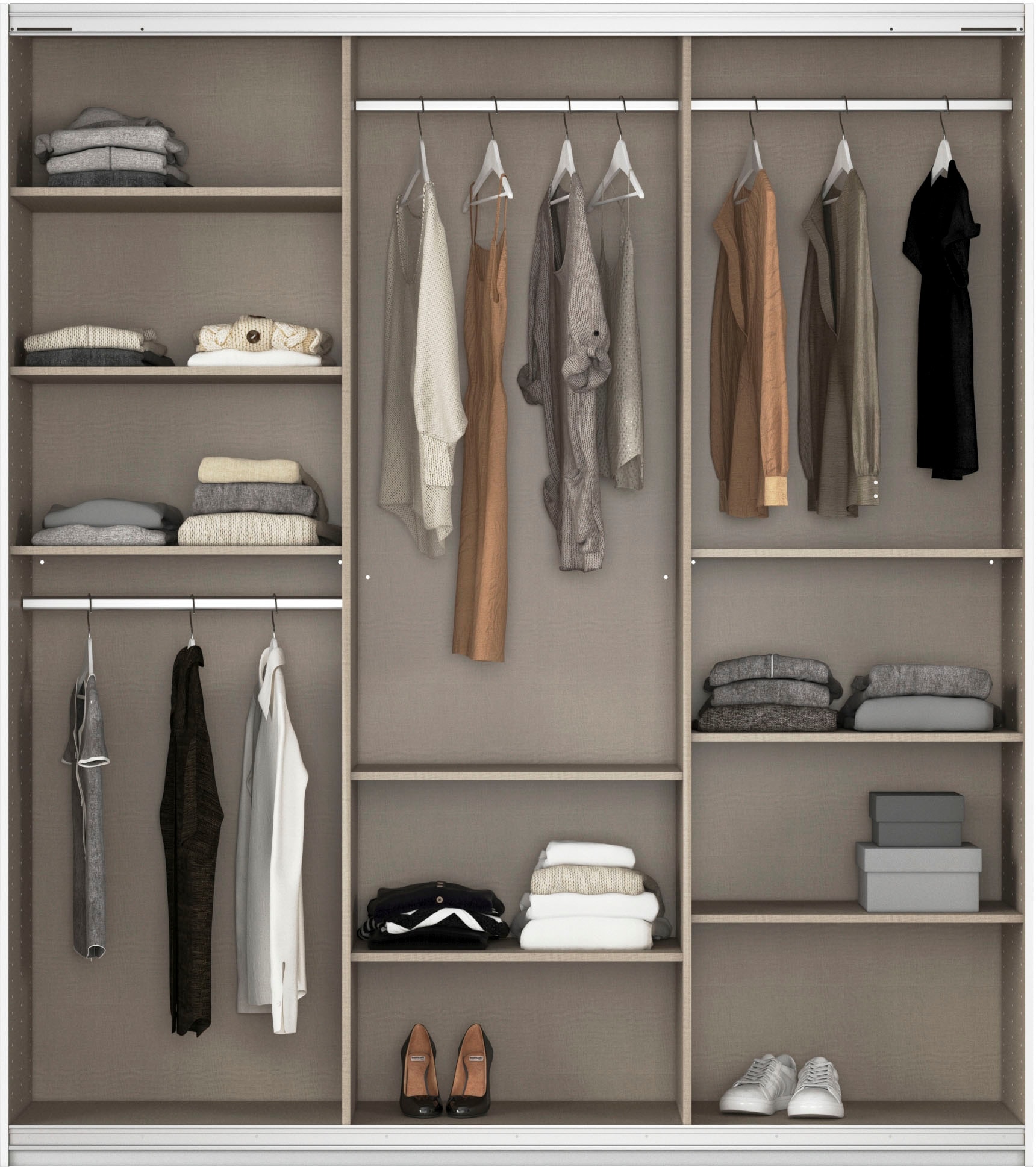 rauch Schwebetürenschrank »Kleiderschrank Kleiderschränke Schrank Garderobe AGORDO mit Glasfront«, durchdachte Innenausstattung, in 4 Breiten und 2 Höhen MADE IN GERMANY