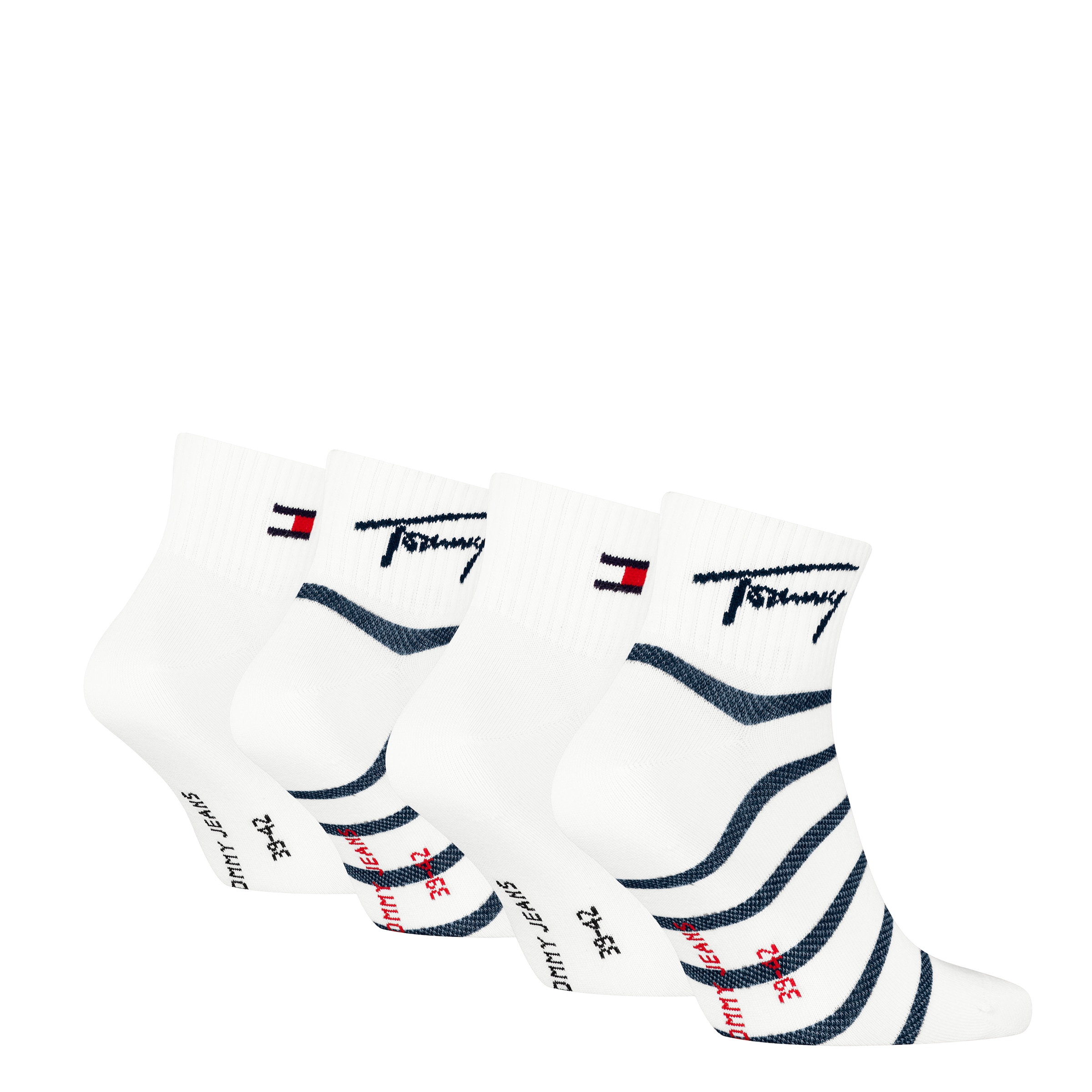 Tommy Hilfiger Socken »TH UNI TJ QUARTER 4P BRETON ECOM«, (4 Paar), mit dynamischem Streifenmuster