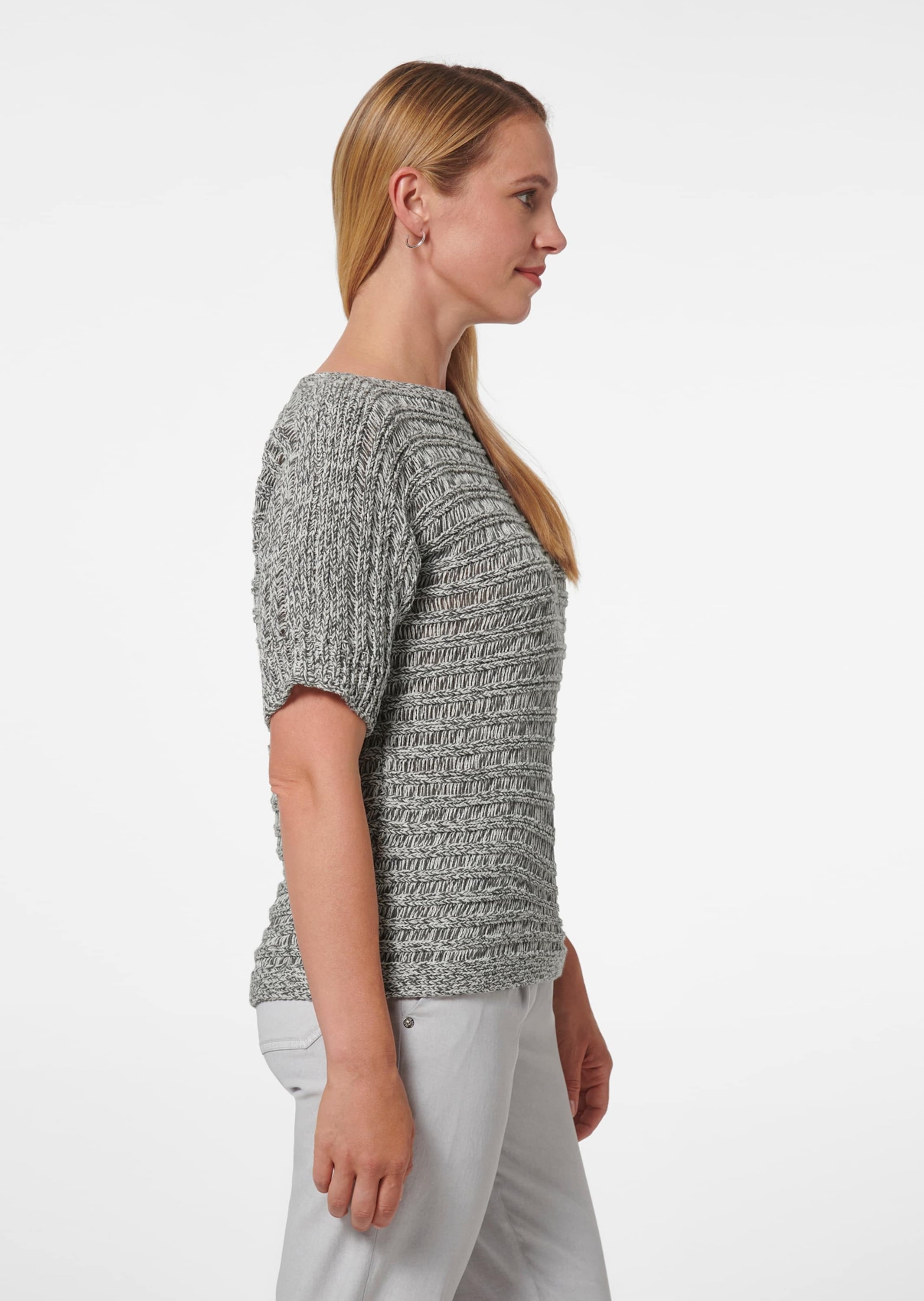 MADELEINE Longpullover »Pullover Kurzarm Ajourpullover, Baumwollmix«