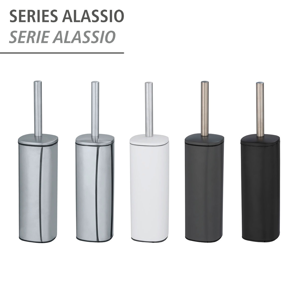 WENKO WC-Garnitur »Alassio«, aus Edelstahl, aus mattem Edelstahl