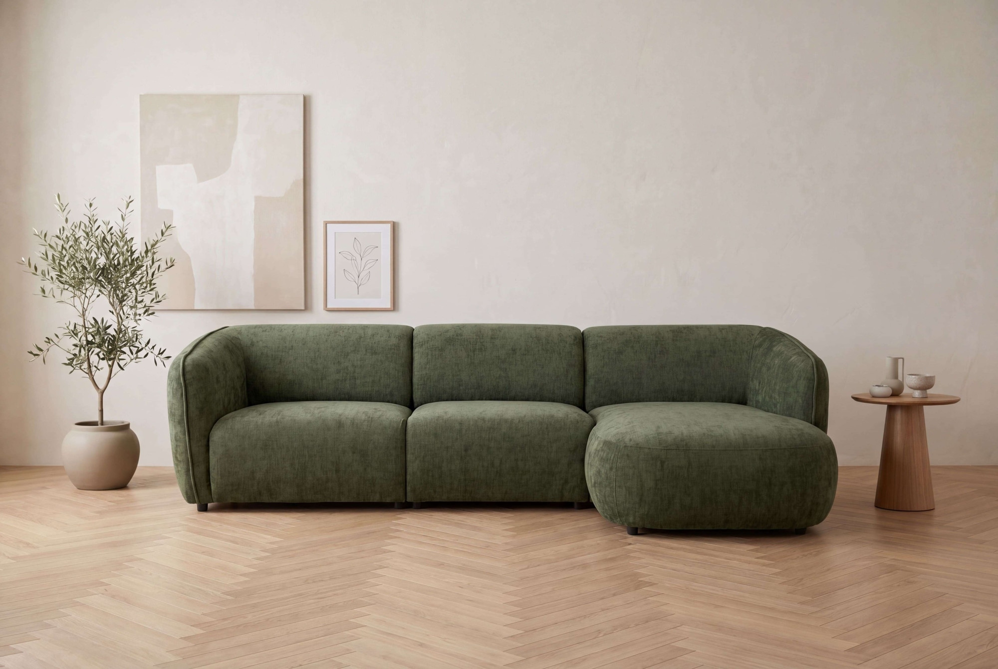 Home affaire Ecksofa »OSTRUP Rundsofa, L-Form, Naturtöne, Boucle oder Chenille« Breite 280 cm, organische Form mit sanften Rundungen