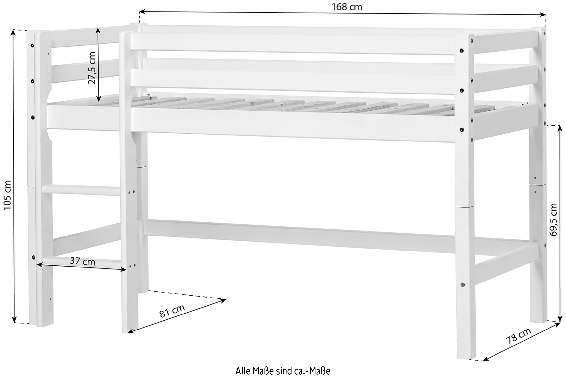 Hoppekids Hochbett »«Construction»«, mit Baustellen-Vorhang Matratze 2 Größen