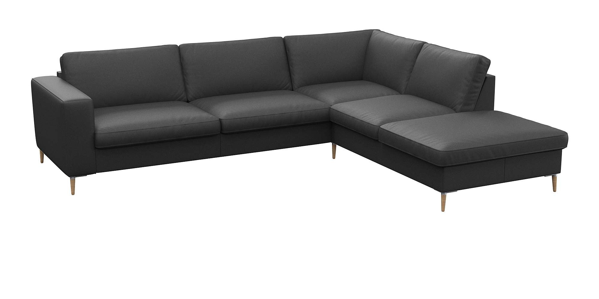 FLEXLUX Ecksofa »Fiore, Sitzaufbau mit hochwertigem Kaltschaum für mehr Sitzkomfort«, breite Armlehnen, L-Form, Füße Alu/Eiche