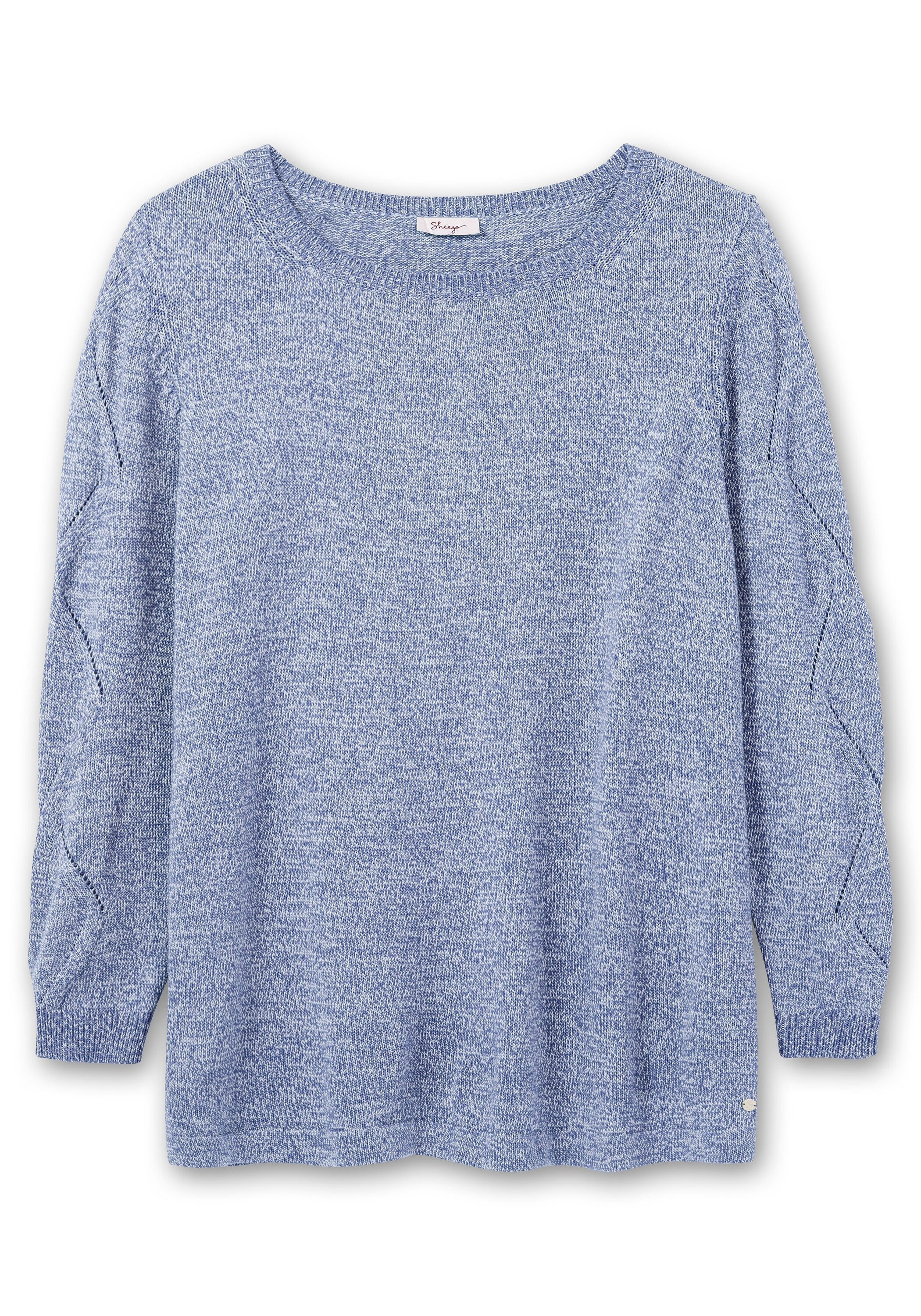 Sheego Strickpullover »Pullover mit Ajourmuster am Ärmel«, mit Ajourmuster am Ärmel