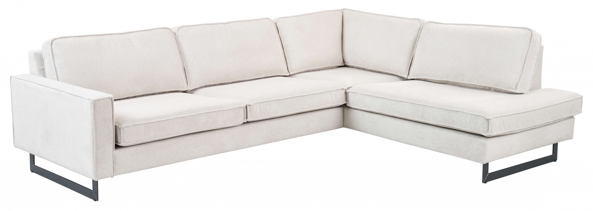 Places of Style Ecksofa »Pinto, 290 cm, Cord, Chenille, Lederoptik, Ottomane links / rechts«, mit Keder, schwarze Metallfüße, Wellenunterfederung
