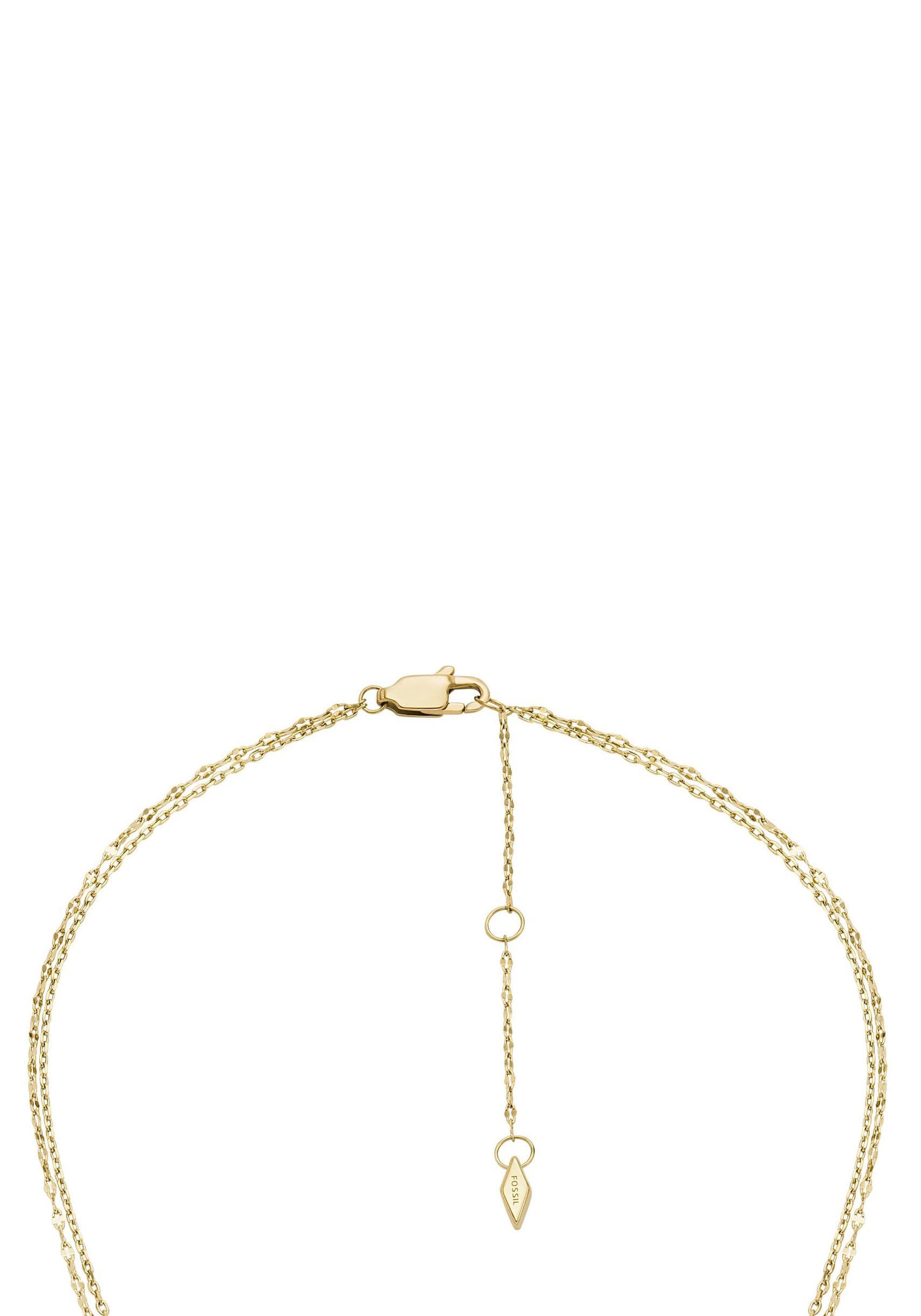 Fossil Kette mit Anhänger »Schmuck Geschenk Edelstahl Halskette SADIE Kreis Herz«, mit Zirkonia (synth.)