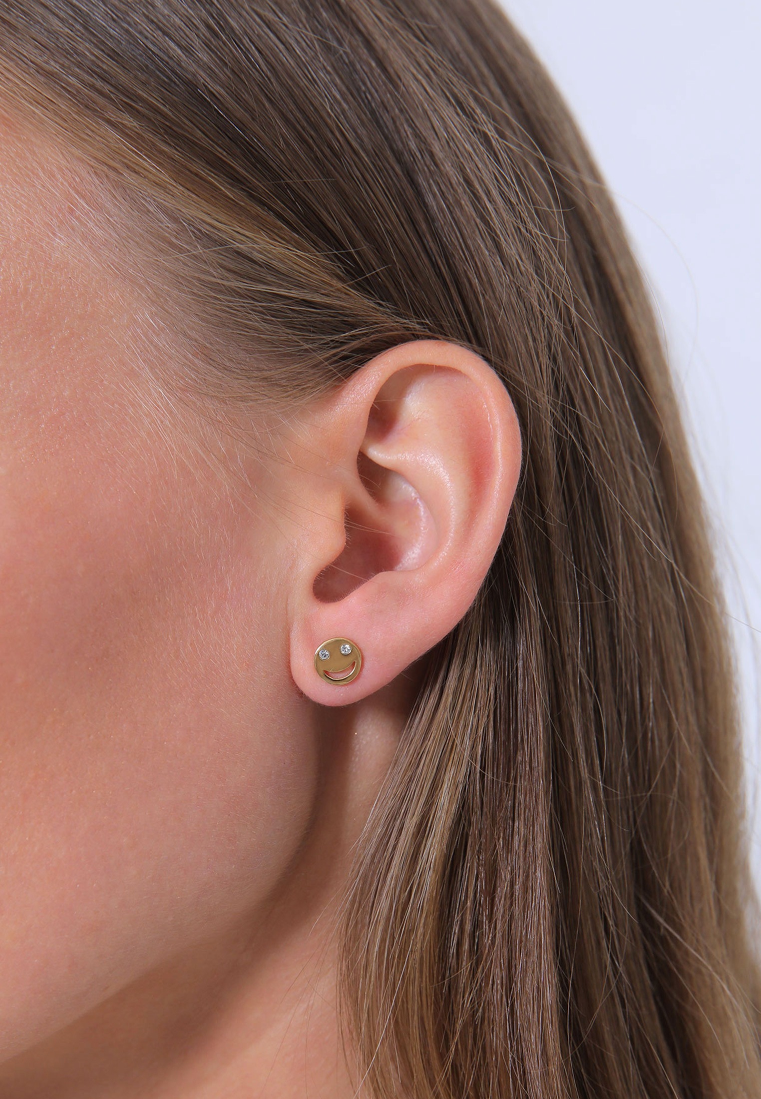 Elli Paar Ohrstecker »Ohrringe mit Smiling Face 925 Silber, mit Kristallen von Swarovski®«