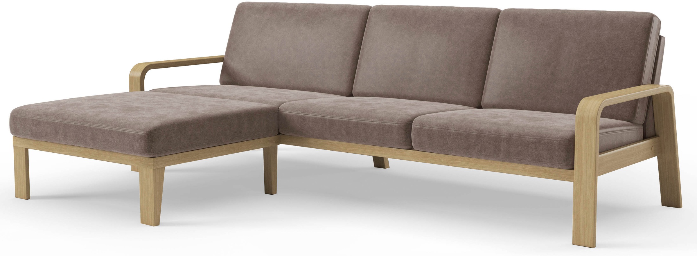 sit&more Ecksofa »Kolding L-Form«, Armlehnen aus Buchenholz in natur, verschiedene Bezüge und Farben