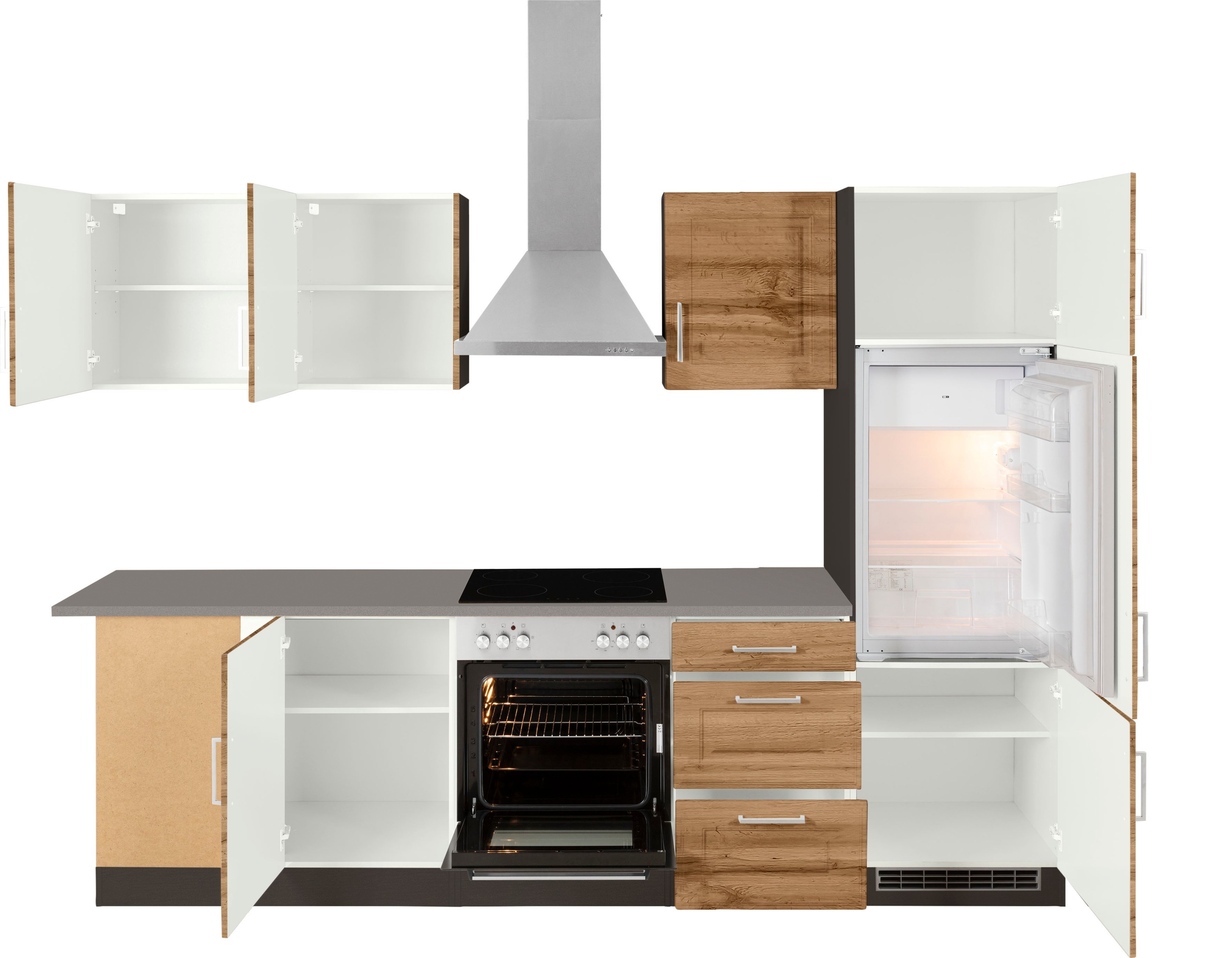 KOCHSTATION Winkelküche »KS-Stockholm«, Stellbreite 220/280 cm, mit hochwertigen MDF Fronten im Landhaus-Stil