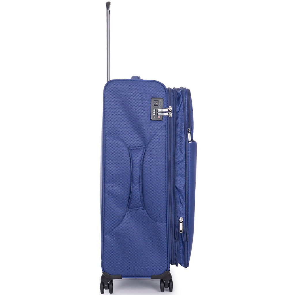 Stratic Weichgepäck-Trolley »Stratic Light + L, dark blue«, 4 Rollen, Reisekoffer großer Koffer Aufgabegepäck TSA-Zahlenschloss