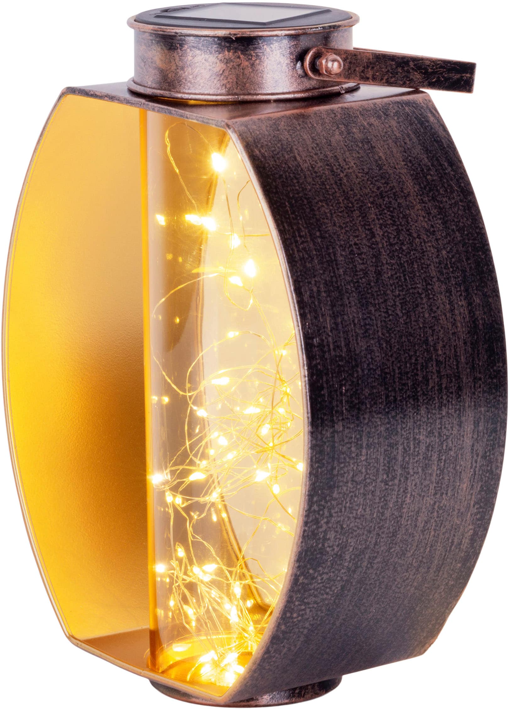 näve LED Solarleuchte »Fairylight«, 1 flammig-flammig, messing Innenseite gold, Kunststoffzylinder mit LED Lichterdraht