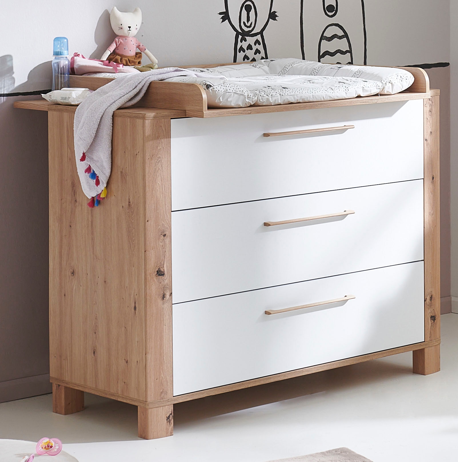 arthur berndt Babymöbel-Set »Babyzimmer Set »Marlon« 2-teilig«, (Spar-Set, 2 tlg., Kinderbett und Wickelkommode)