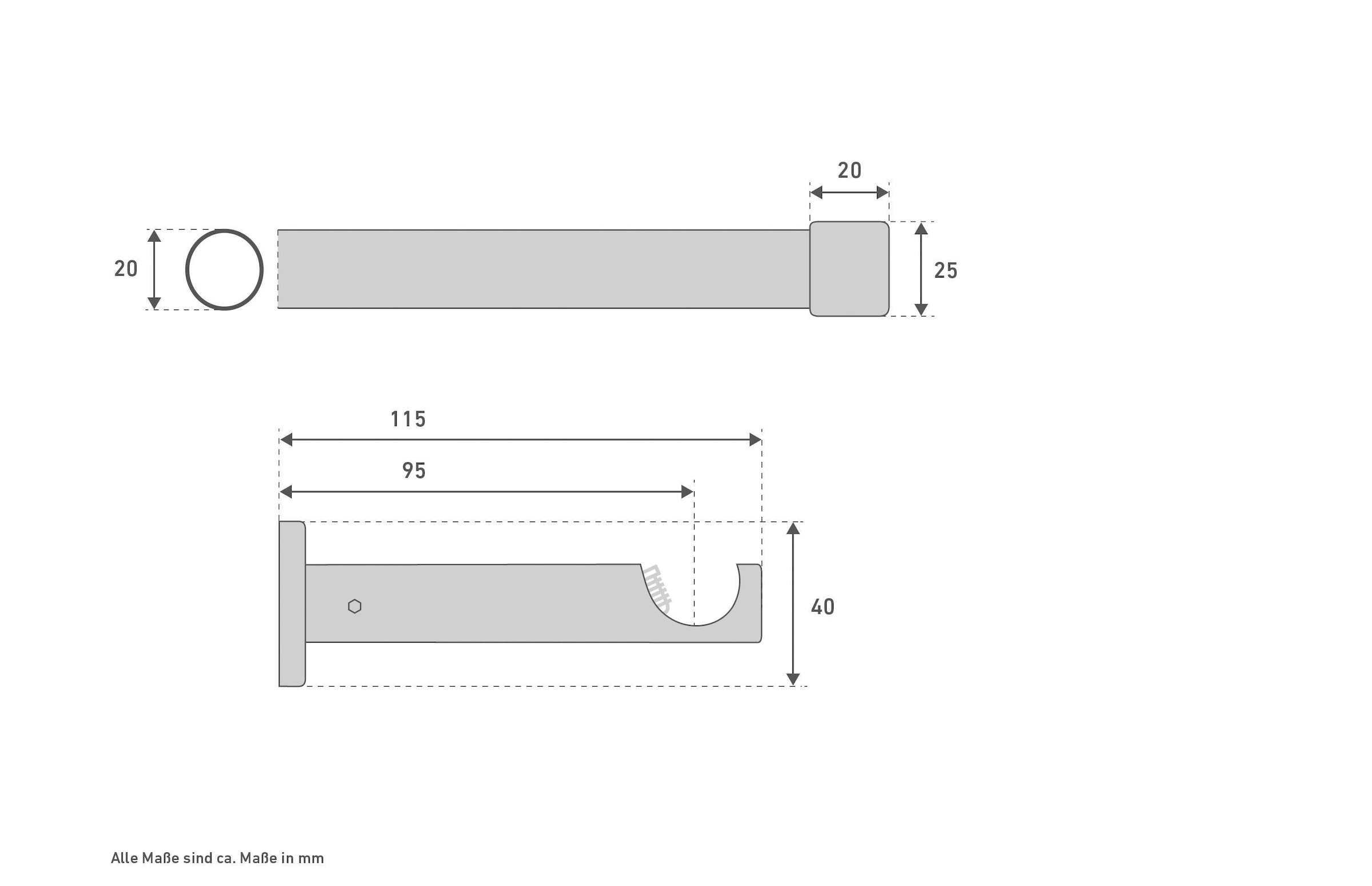 Good Life Vorhangstange »Gorra« Ø 20 mm 1 läufig-läufig Fixmaß Metallgarnitur, Wandmontage, schlicht, modern,