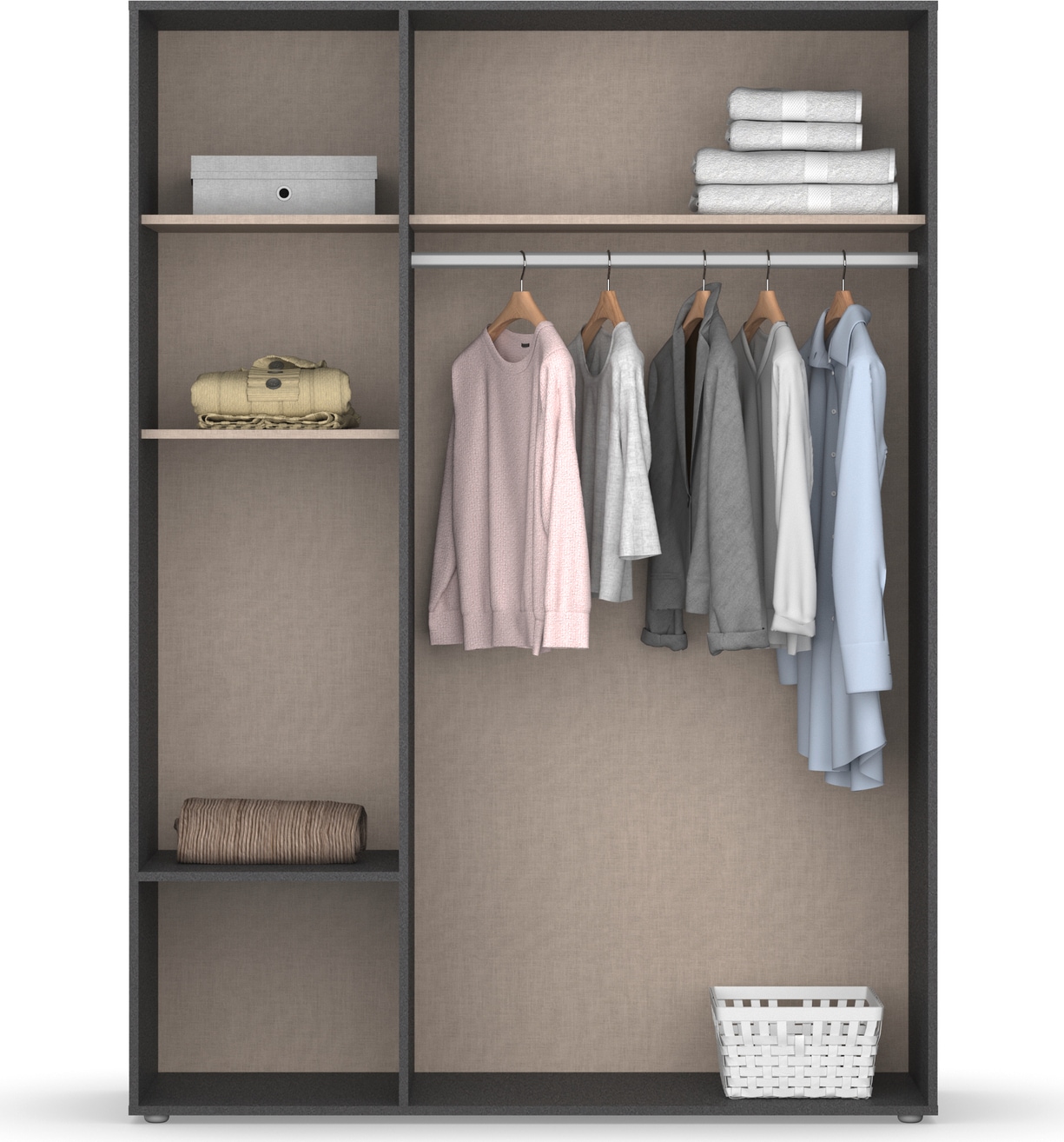 rauch Drehtürenschrank »Kleiderschrank Schrank Garderobe Wäscheschrank NARAI mit Schubladen«, (in 3 verschiedenen Ausstattungen BASIC/CLASSIC/PREMIUM), Griffausfräsungen für eine grifflose Optik TOPSELLER MADE IN GERMANY