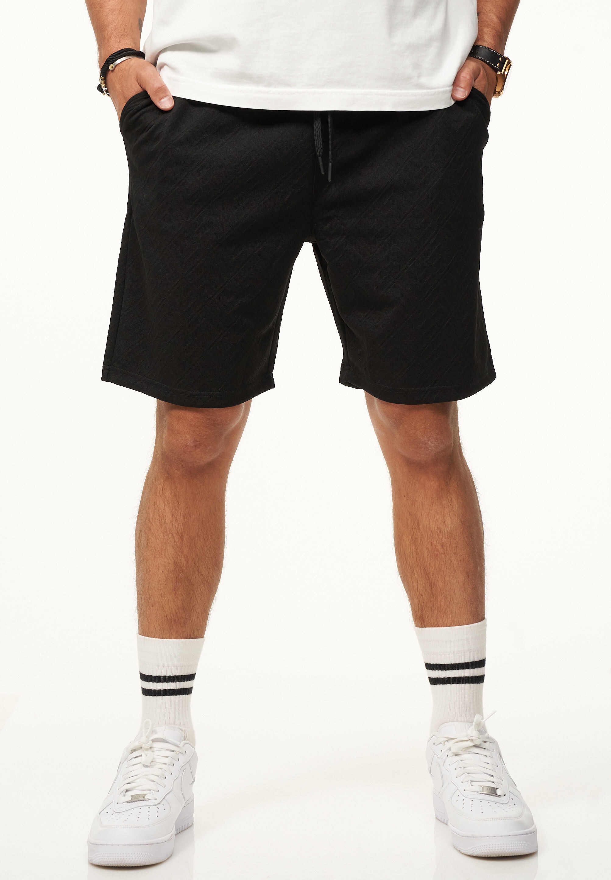 CARISMA Shorts »für Herren mit elastischem Bund & Kordelzug im Strukturmuster«  Kurze Hose Sommershorts Bermuda Sweatshorts im Regular-Fit