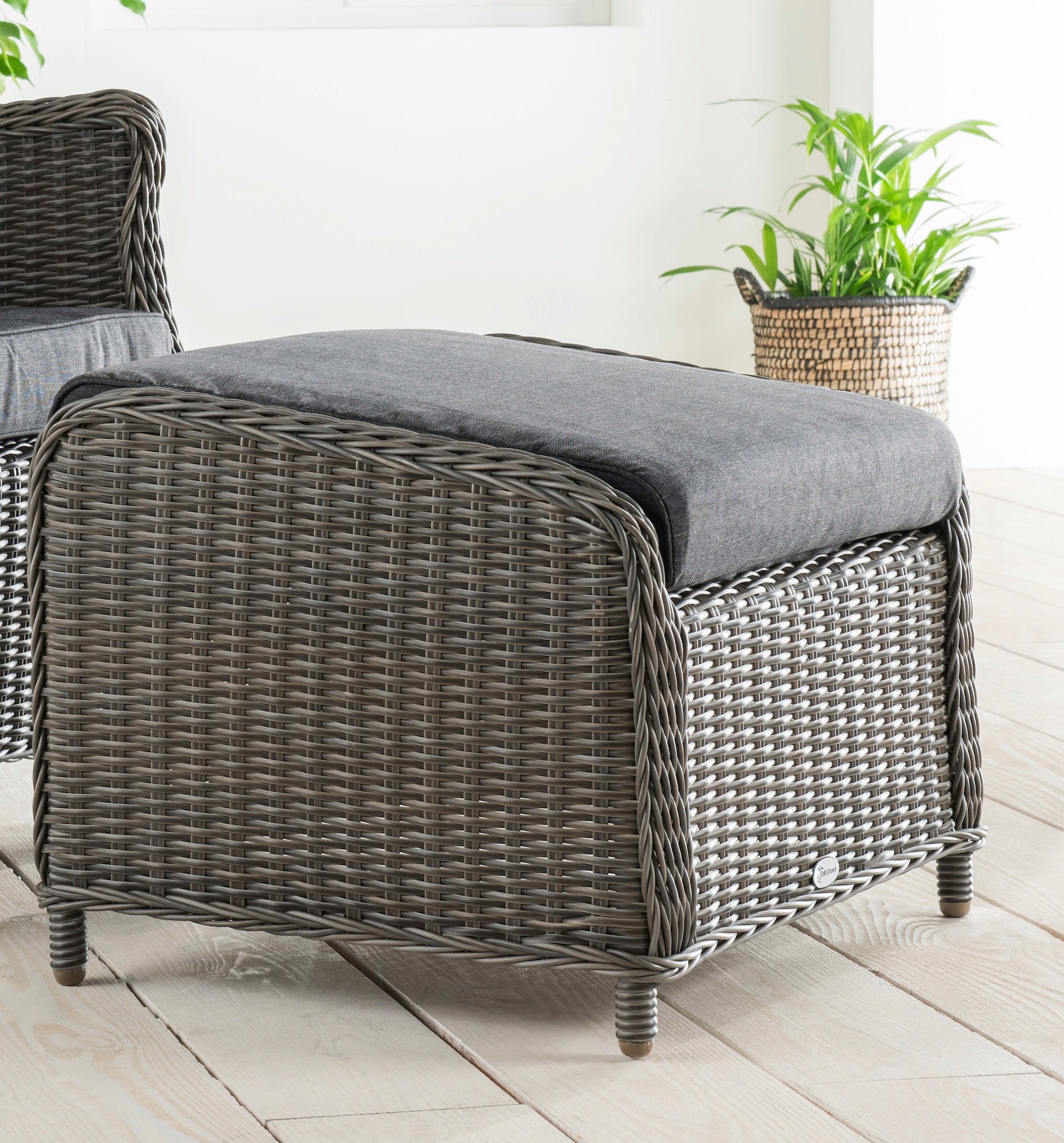 Destiny Gartenlounge-Set »LUNA CASA« 4 Stk. tlg. Polyrattan, Sessel mit Fußhocker, inkl. Auflagen