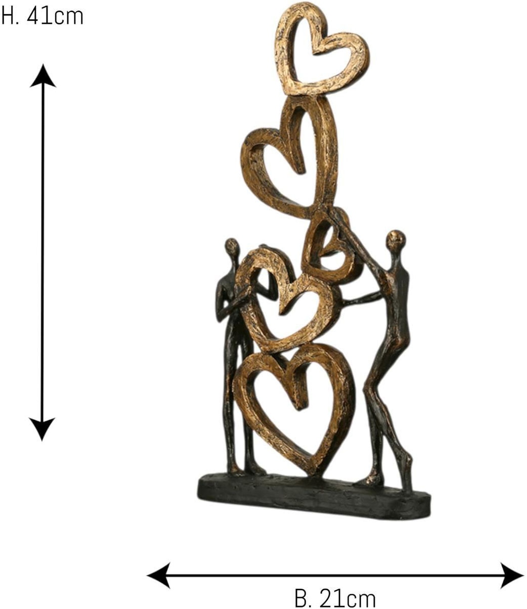 Casablanca by Gilde Dekofigur »Skulptur Herz auf Herz, gold/schwarz« Dekoobjekt, Höhe 41, Wohnzimmer