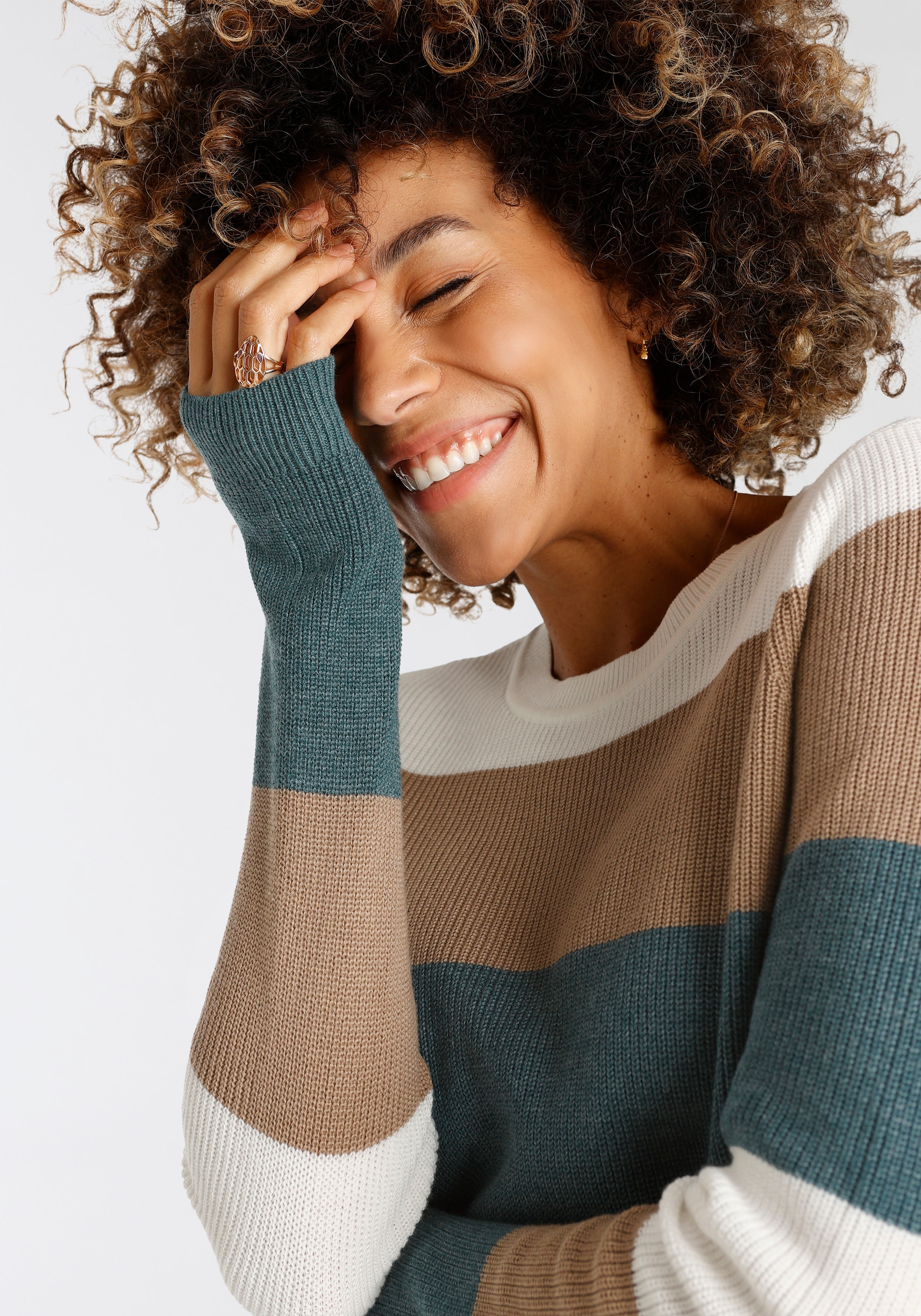 H.I.S Strickpullover in Streifenoptik mit Rundhalsausschnitt