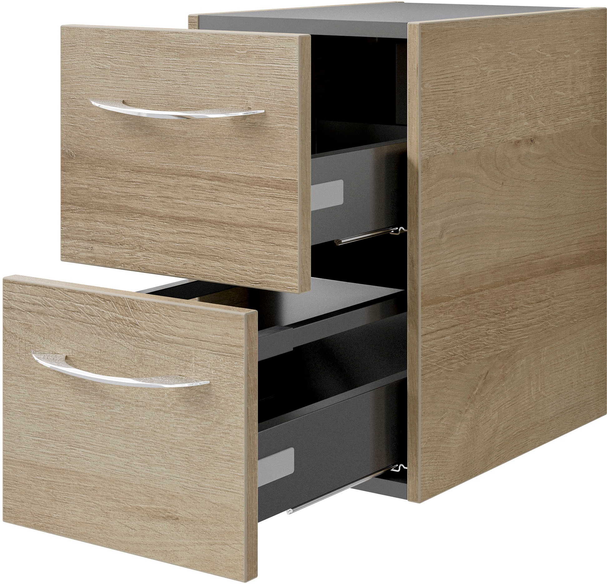 Saphir Waschtisch »Serie 4035 Keramik-Aufsatzbecken mit Unterschrank, 118 cm breit«, Waschplatz, 4 Schubladen, 1 Tür, inkl. Türdämpfer, Griff Chrom Glanz