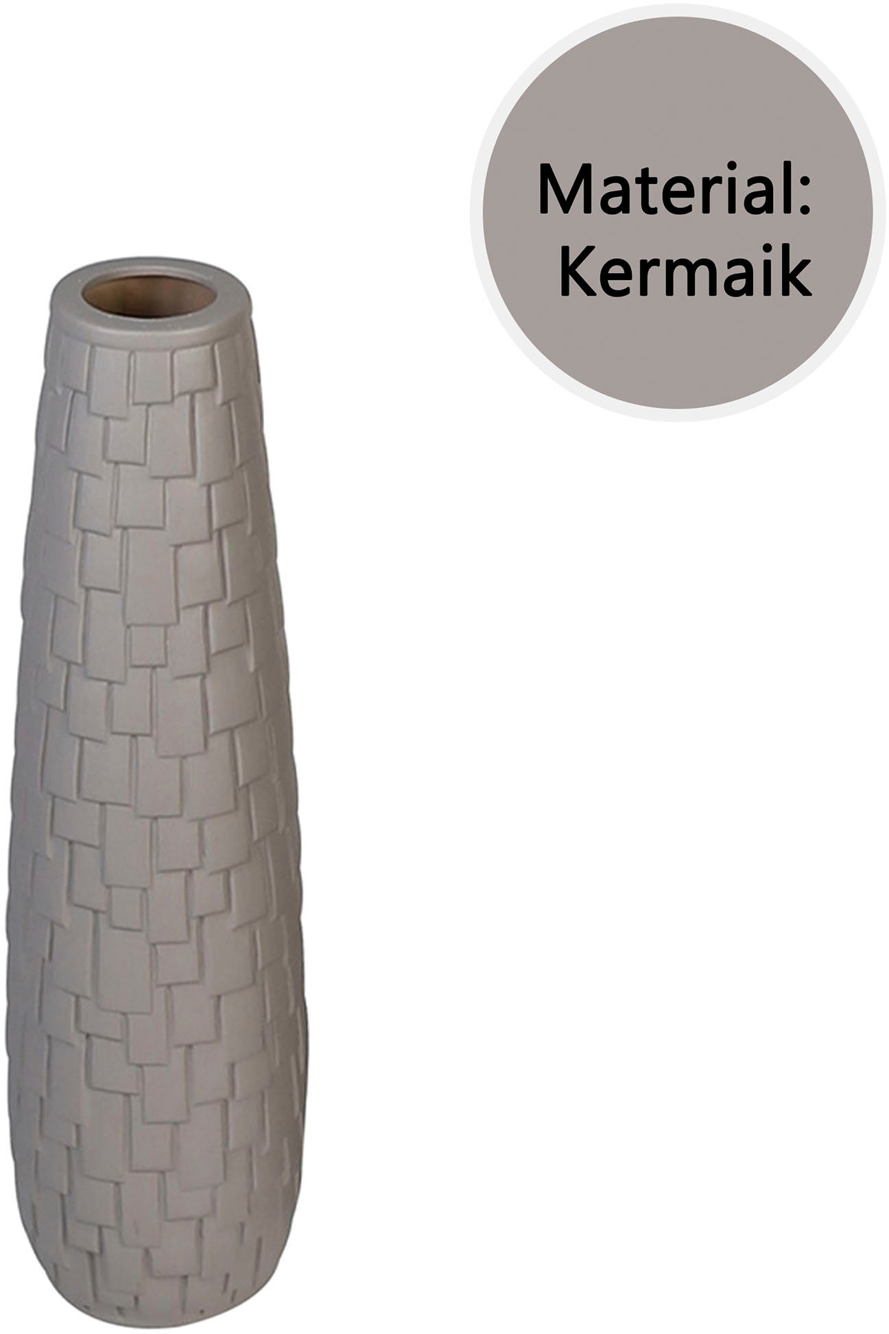 Bodenvase »Brick«, (1 St.), Keramik, matt, dekorative Riemchen-Struktur, 57 cm hoch