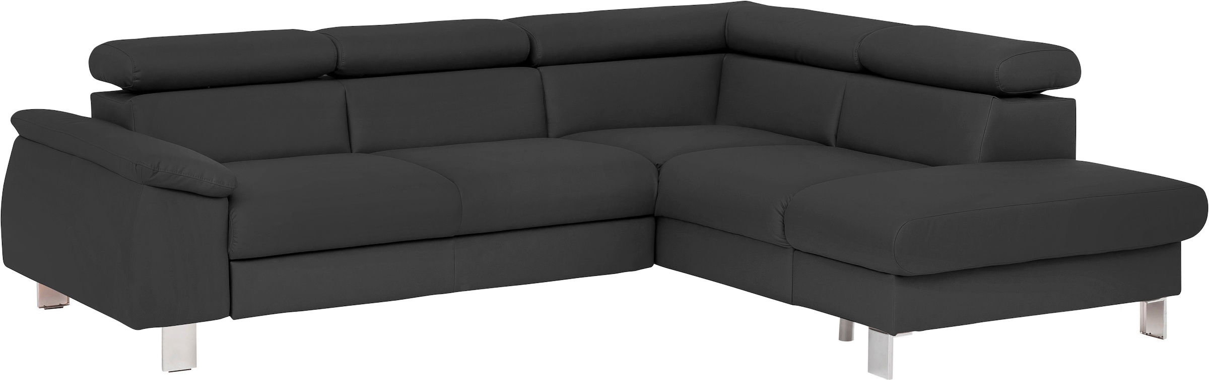 COTTA Ecksofa »Komaris L-Form mit Kopfteilverstellung«, wahlweise mit Bettfunktion, Bettkasten & Beleuchtung