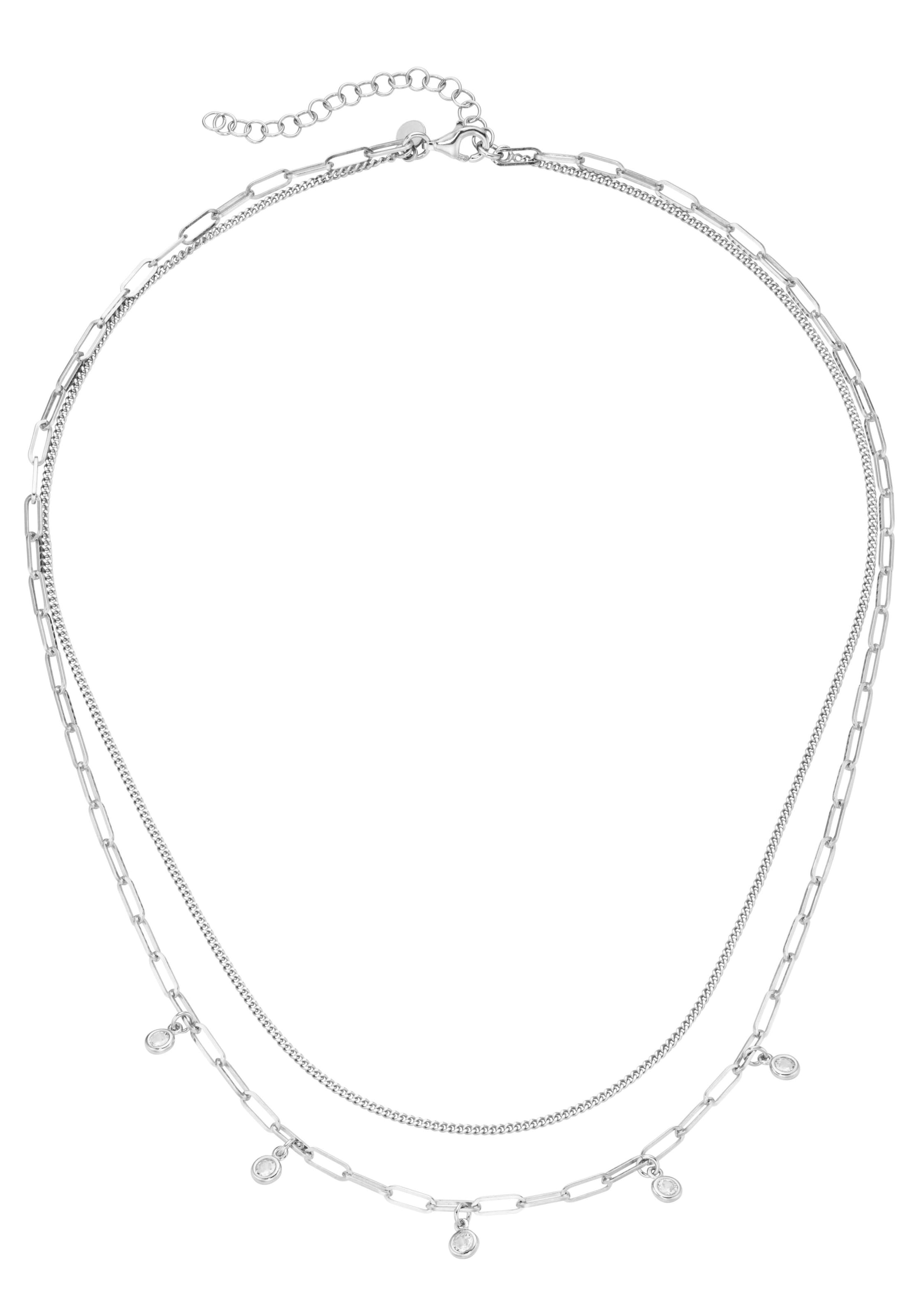 Firetti Kette mit Anhänger »Schmuck Geschenk Silber 925 Halsschmuck Halskette Panzerkette« mit Zirkonia (synth.)