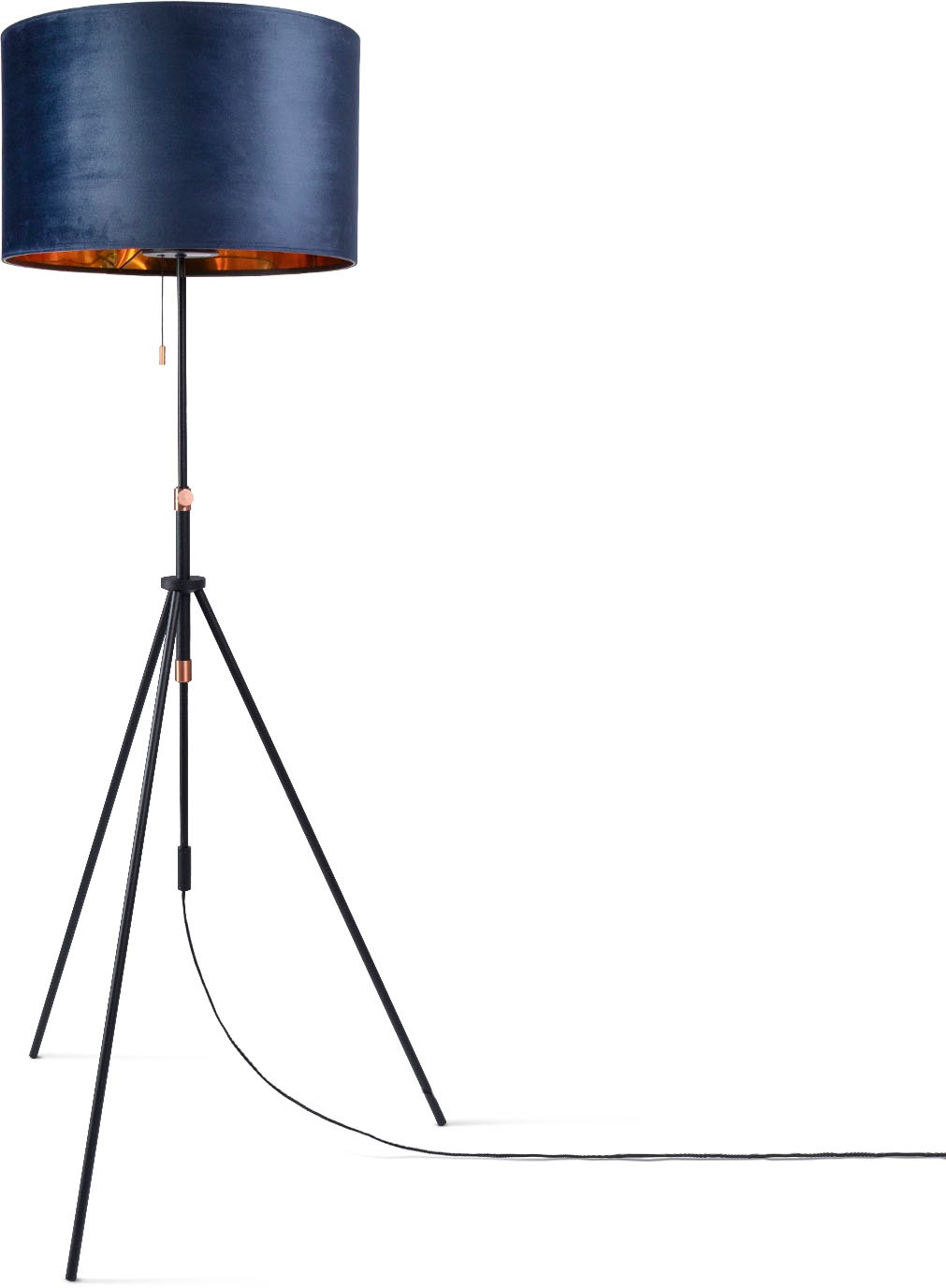Paco Home Stehlampe »Naomi uni Color«, Leuchtmittel E27 | ohne Leuchtmittel, Wohnzimmer Höhenverstellbar 121,5 bis 176,5 cm Zugschalter Velour