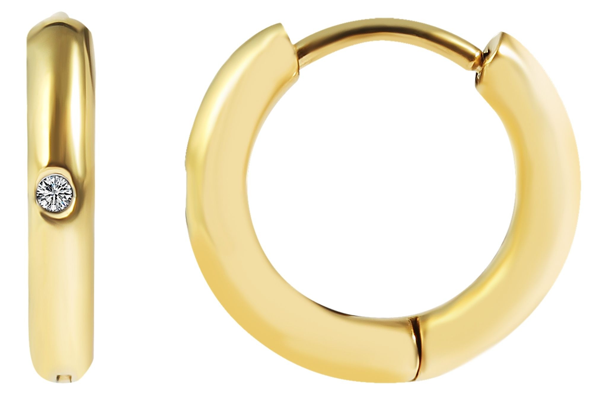 Adelia´s Paar Creolen »Damen Ohrringe ¿ Klappcreole aus Edelstahl mit Strass Steinchen«