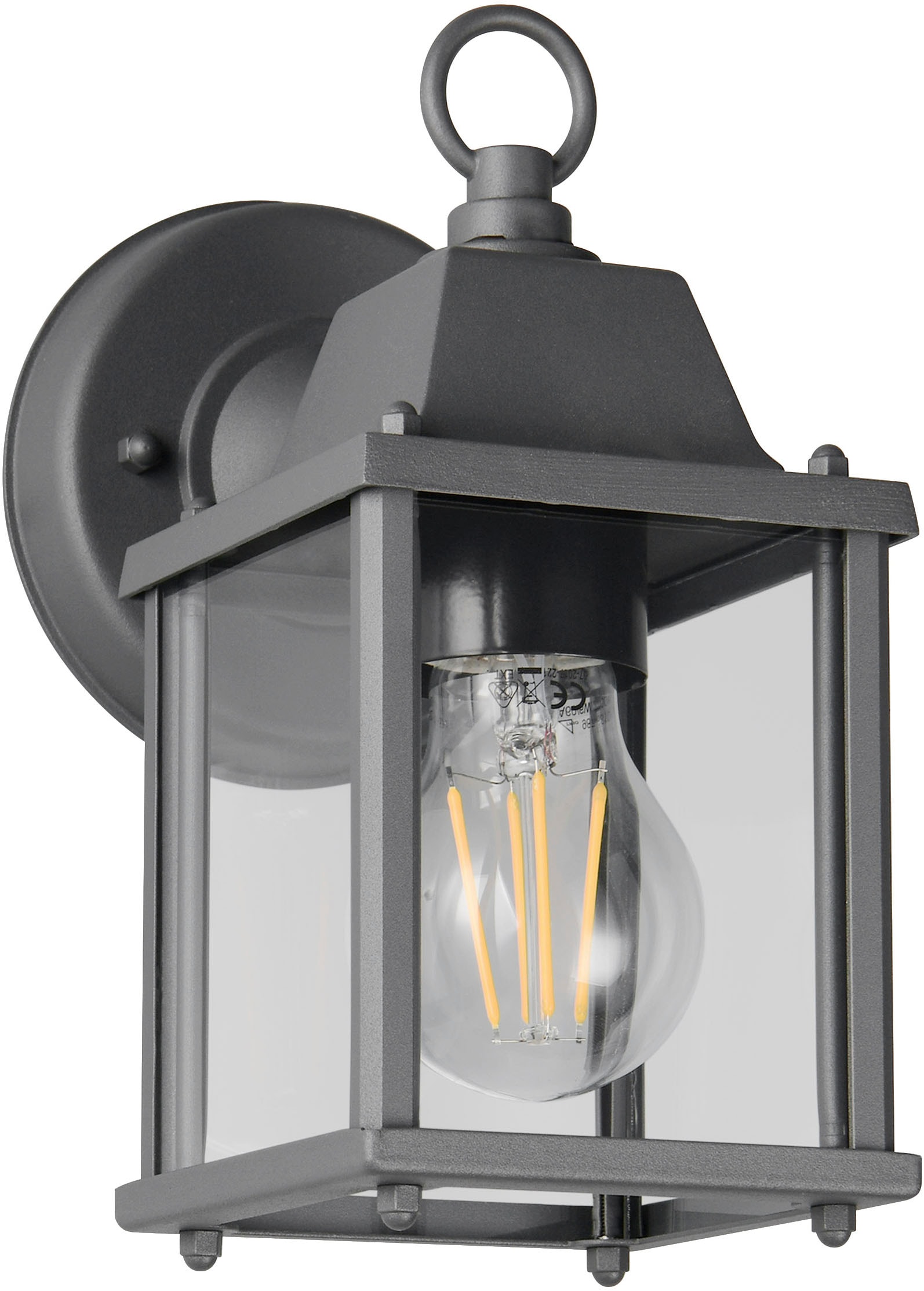 TRIO Leuchten Außen-Wandleuchte »MIRANDE, Hauswand Leuchte Laterne mit Glasschirm, exkl 1x E27 max 40W« E27 1 Stk. warmweiß - kaltweiß IP23, Outdoor Wandlampe für wechselbare Leuchtmittel Höhe 23cm