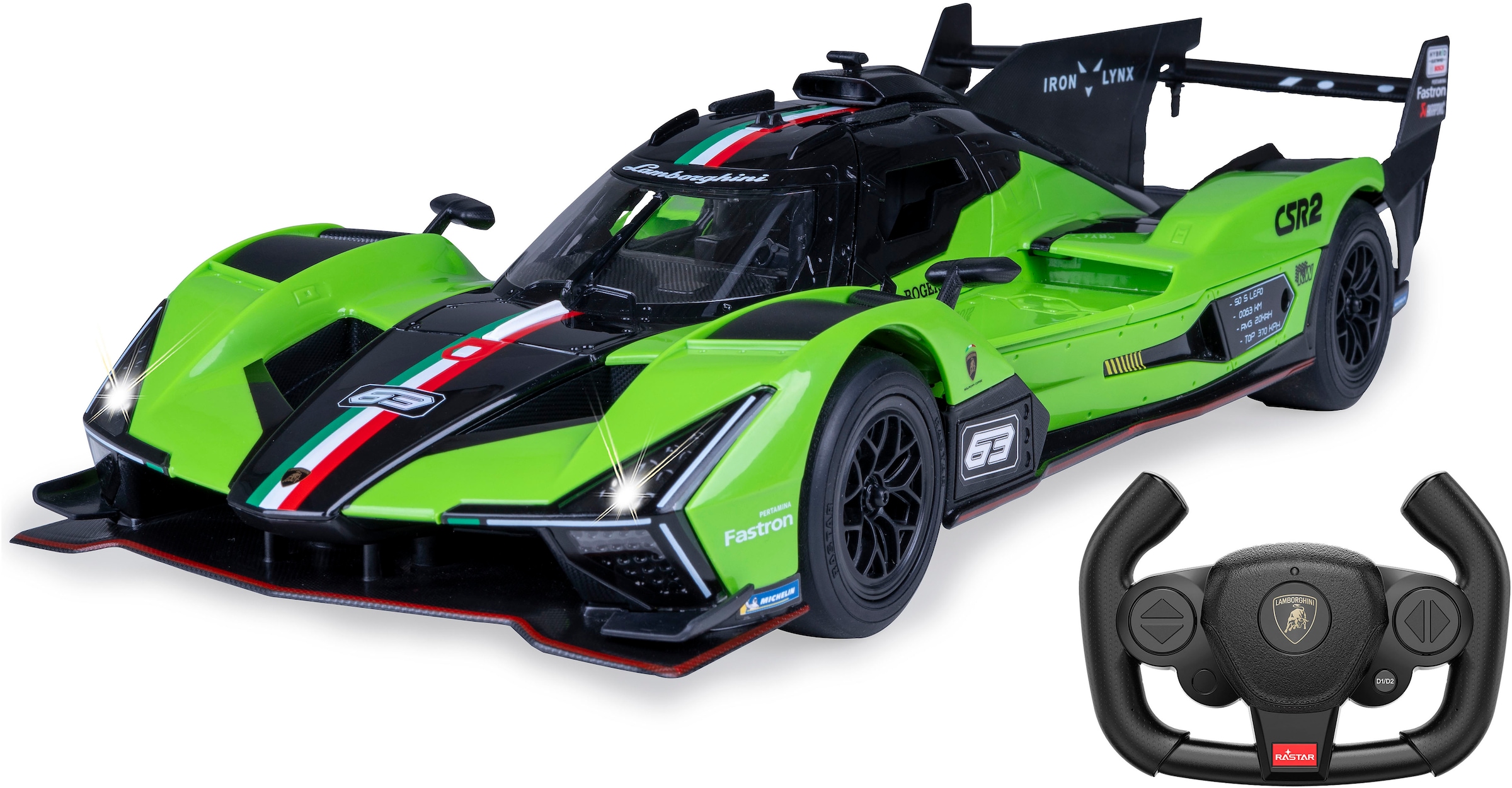 Jamara RC-Auto »Lamborghini SC63 LMDH 1:14 grün 2,4GHz«, mit LED Licht