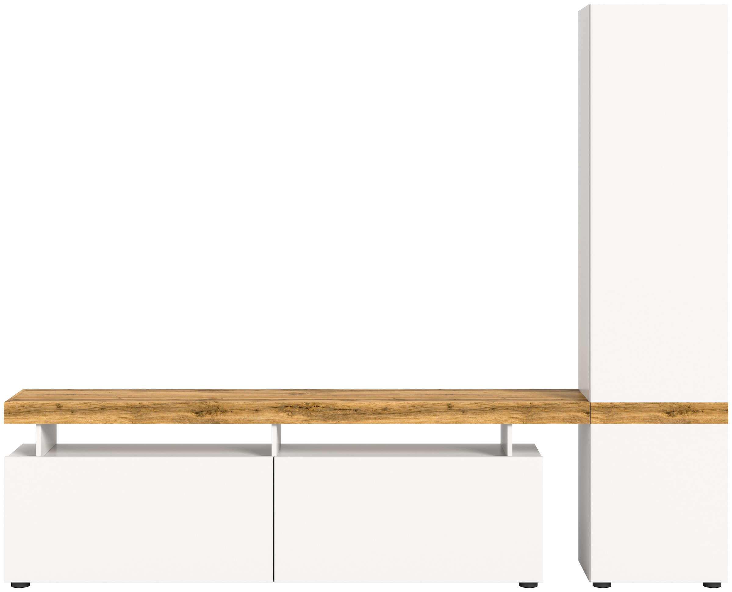 INOSIGN Wohnwand »MAMBO, TOPSELLER!, Breite 235 cm, grifflose Fronten, Push to open«, (2 St., bestehend aus: Lowboard und Hochschrank), 2-farbig, grifflose Fronten, Mediawand, TV-Wand, TV-Möbel