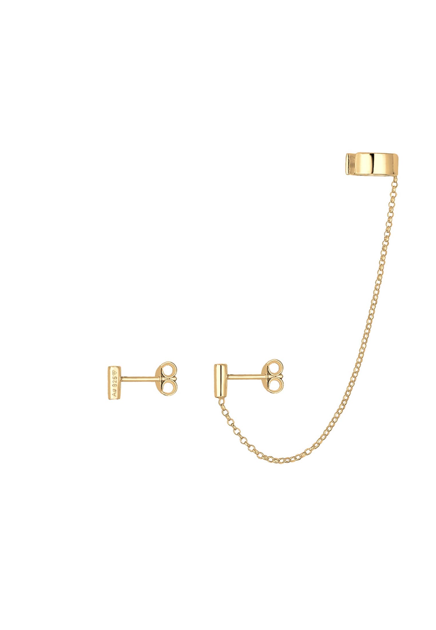 Elli Paar Ohrstecker »Ohrringe Earcuff Klemme Asymmetrisch Minimal Geo 925 Silber«