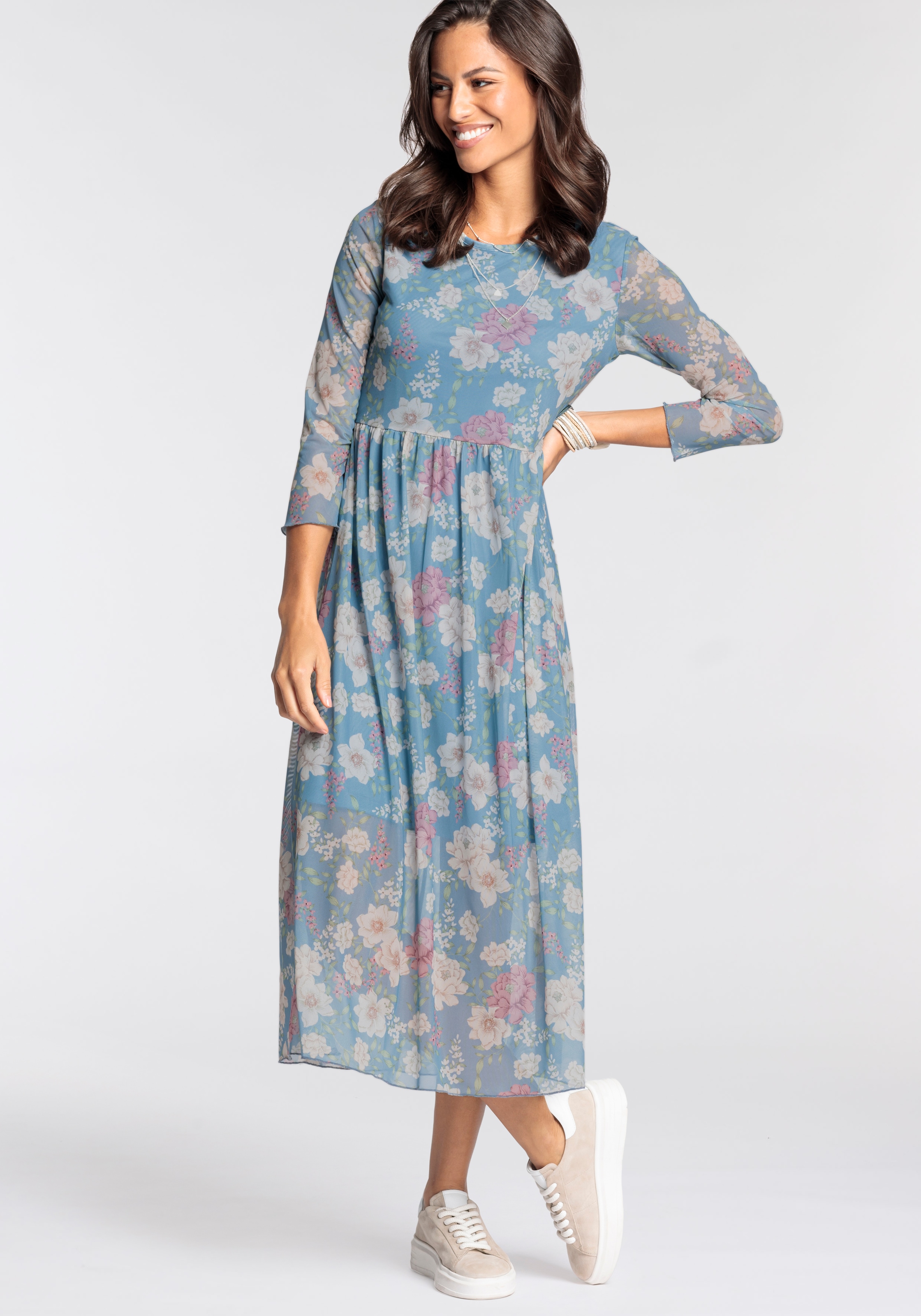 Meshkleid, mit femininem Blumen-Print - NEUE KOLLEKTION