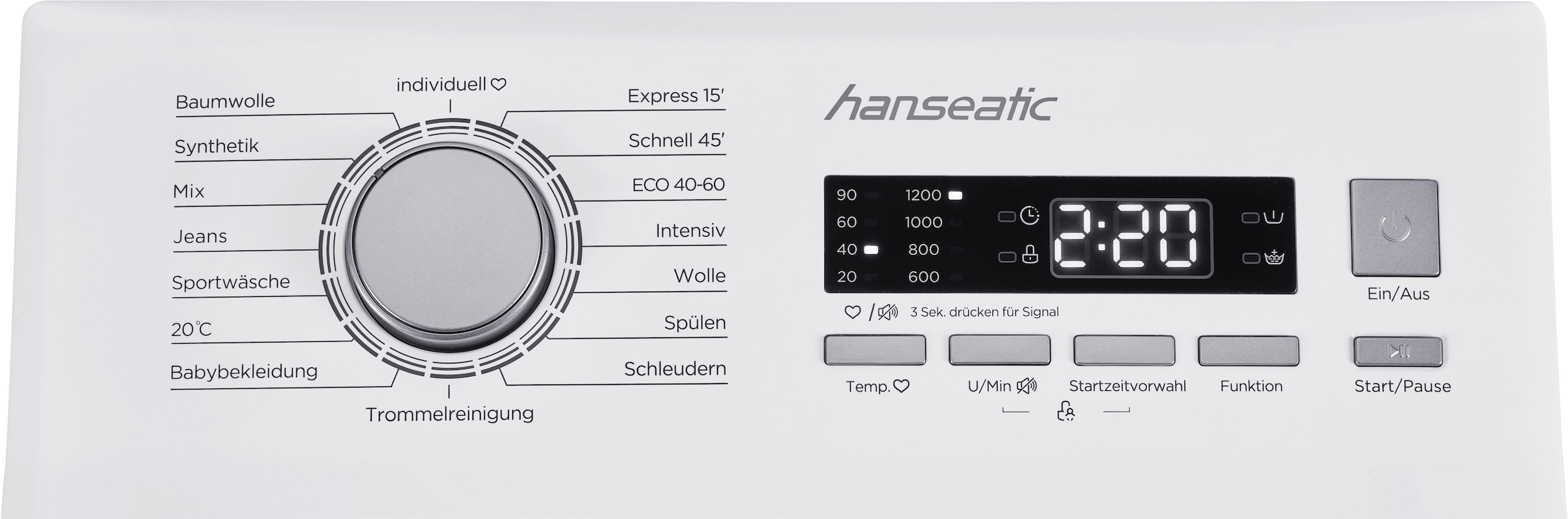 Hanseatic Waschmaschine Toplader, HTW7512C, 7,5 kg, 1200 U/min, Mengenautomatik, Überlaufschutzsystem, Express Programm