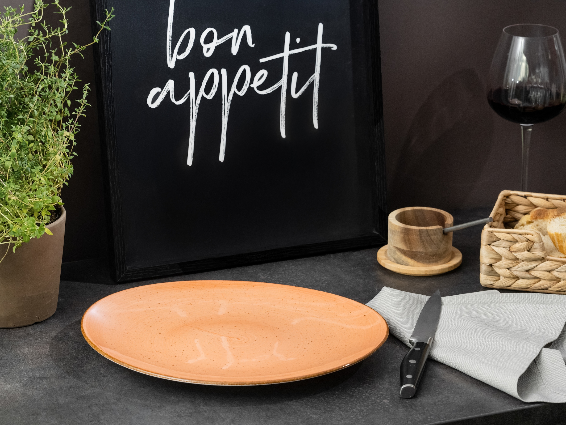 CreaTable Steakteller »Vintage Nature, Teller Set, 4-tlg.« Naturverbundenes Design, Vielseitig einsetzbar