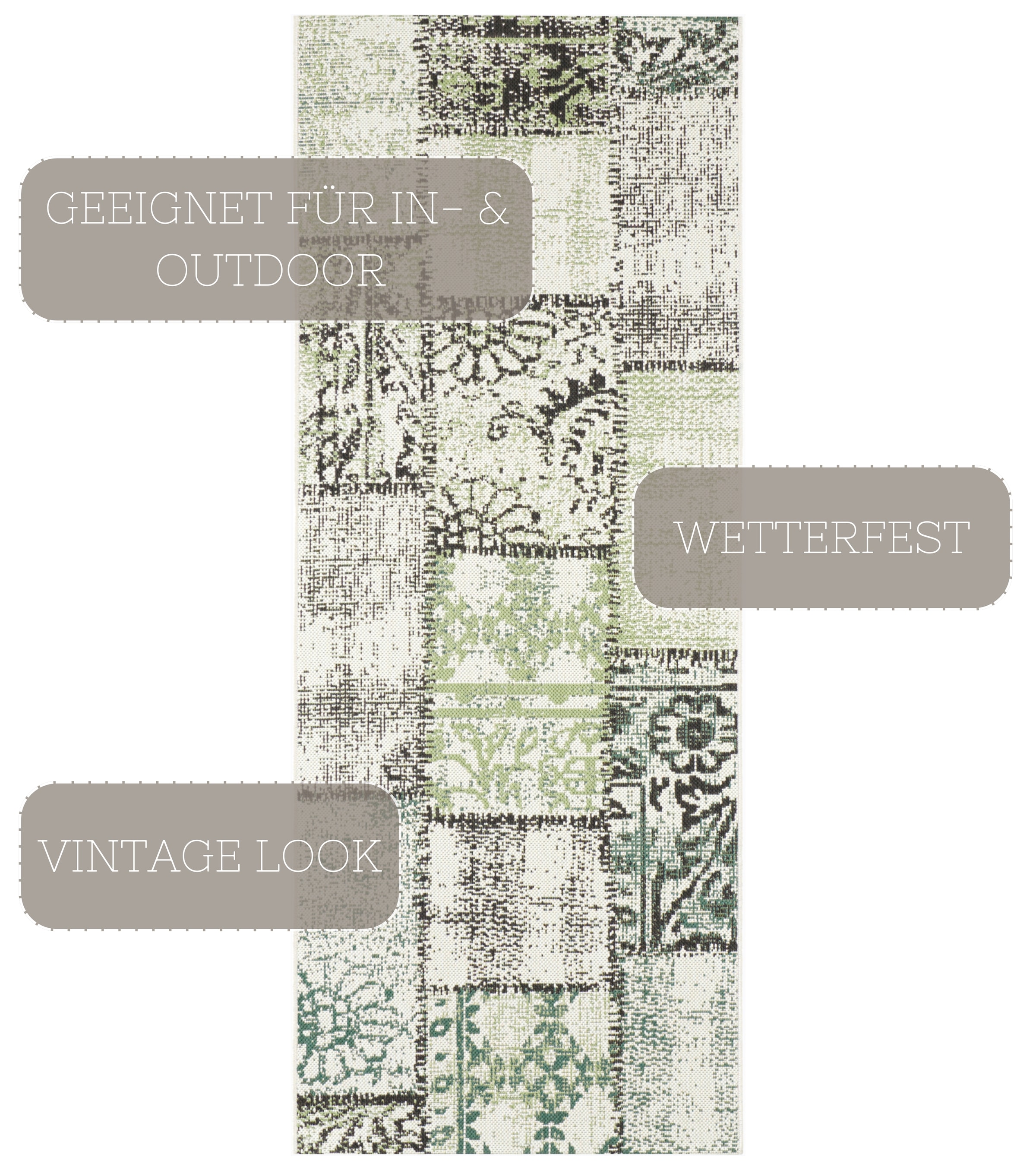 NORTHRUGS Teppich »Symi«, rechteckig, 8 mm Höhe, In- & Outdoor, Kurzflor, Läufer, Vintage, Wohnzimmer, Außenbereich
