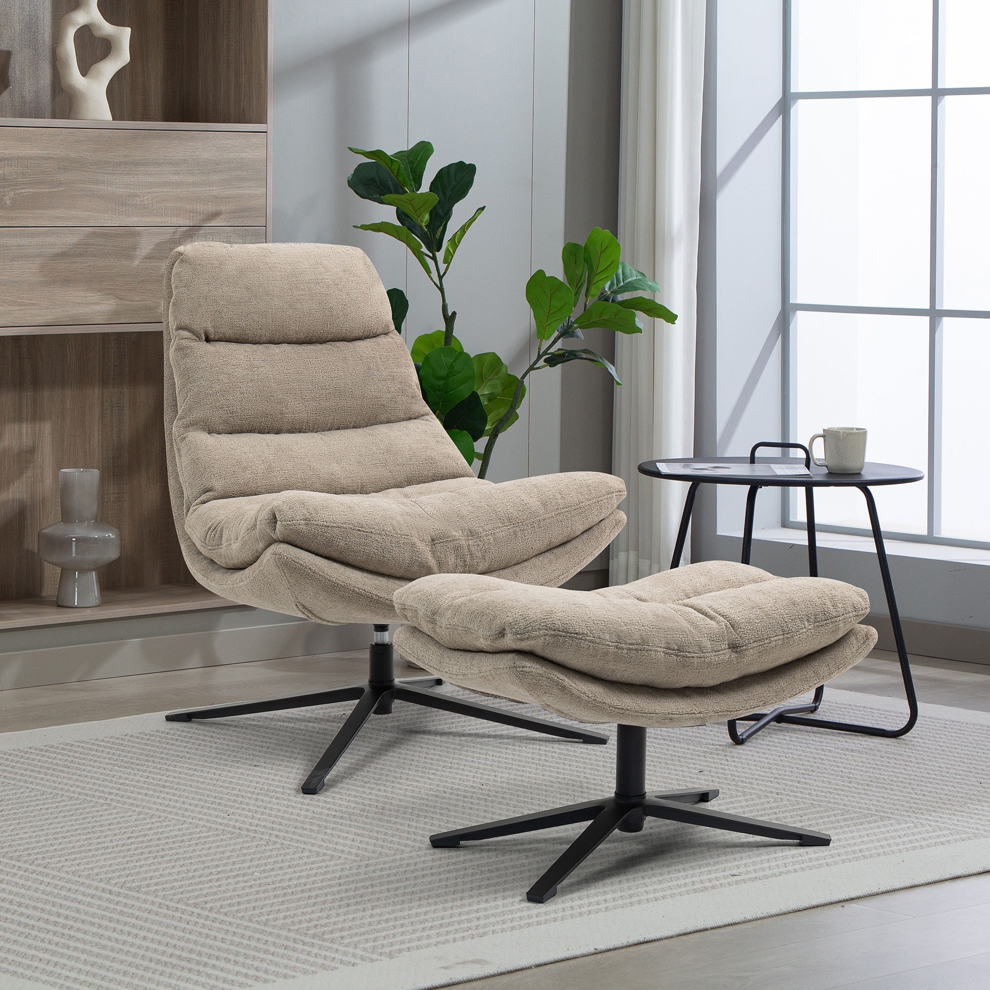 Duo Collection Relaxsessel »Porto« 360° drehbar, doppelte Polsterung, mit Hocker, bis 115 kg belastbar