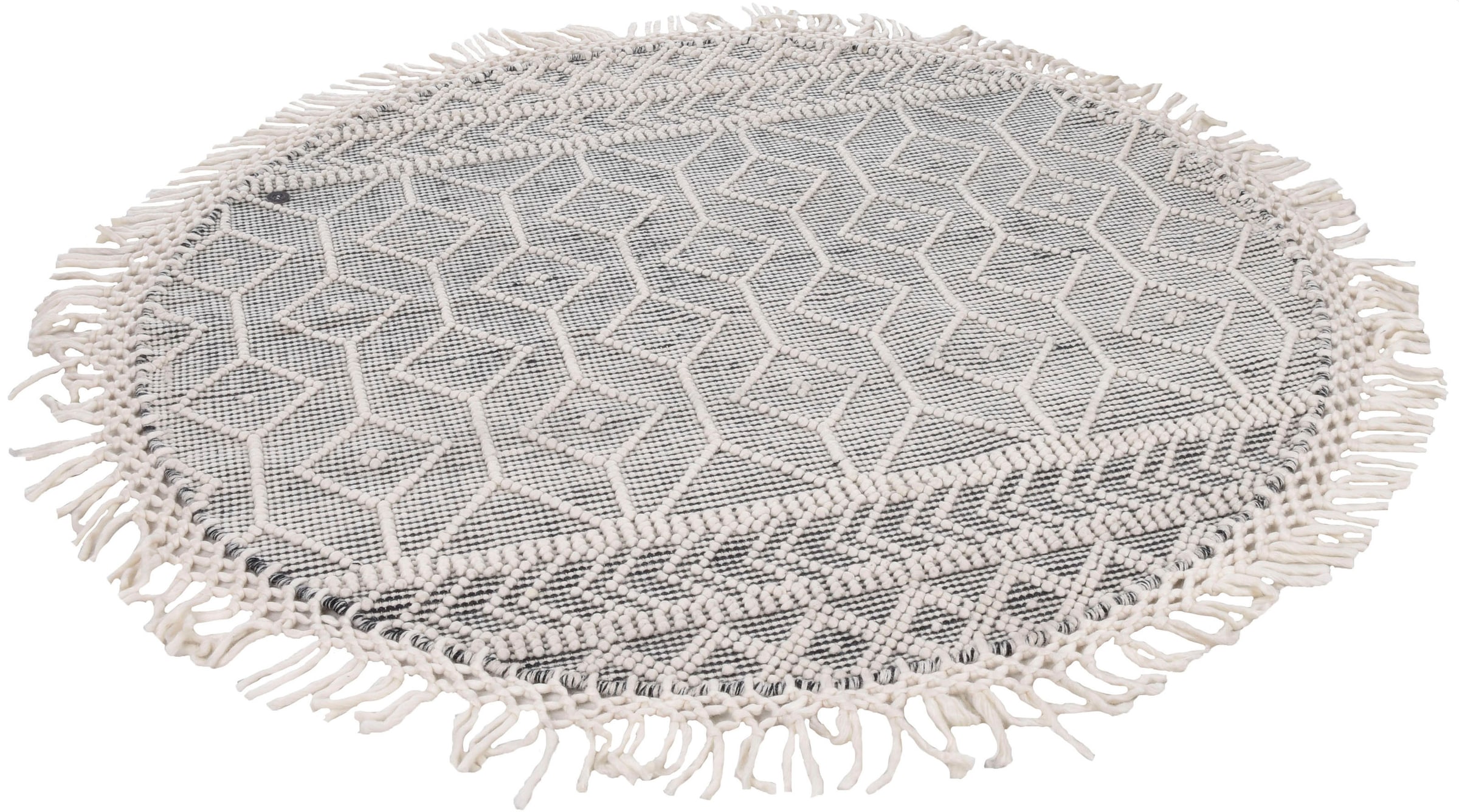 TOM TAILOR HOME Teppich »Colored Macrame« rund 10 mm Höhe Handweb Teppich, reine Wolle, handgewebt, mit Fransen, Scandi Design