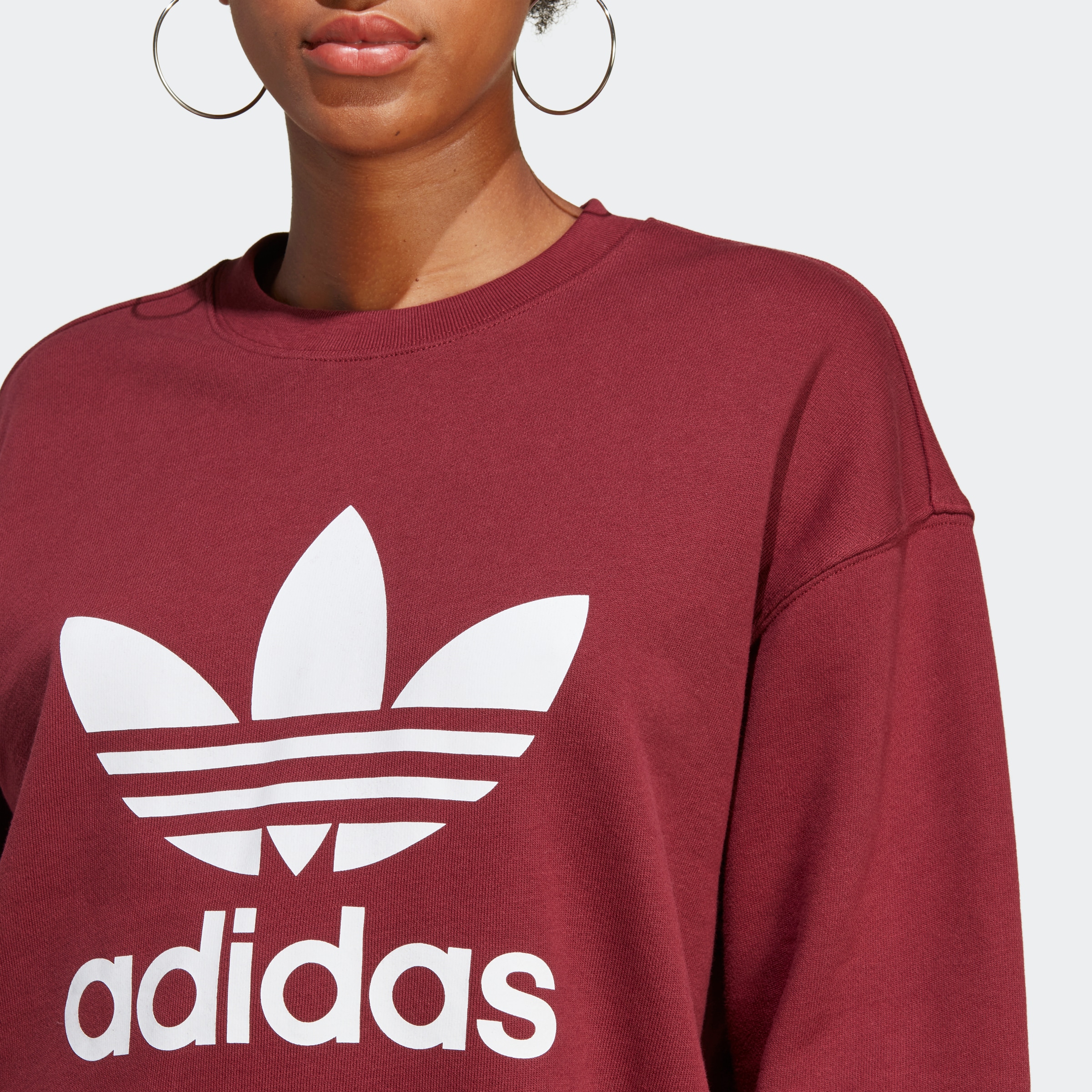 Adidas trefoil crew maroon best sale