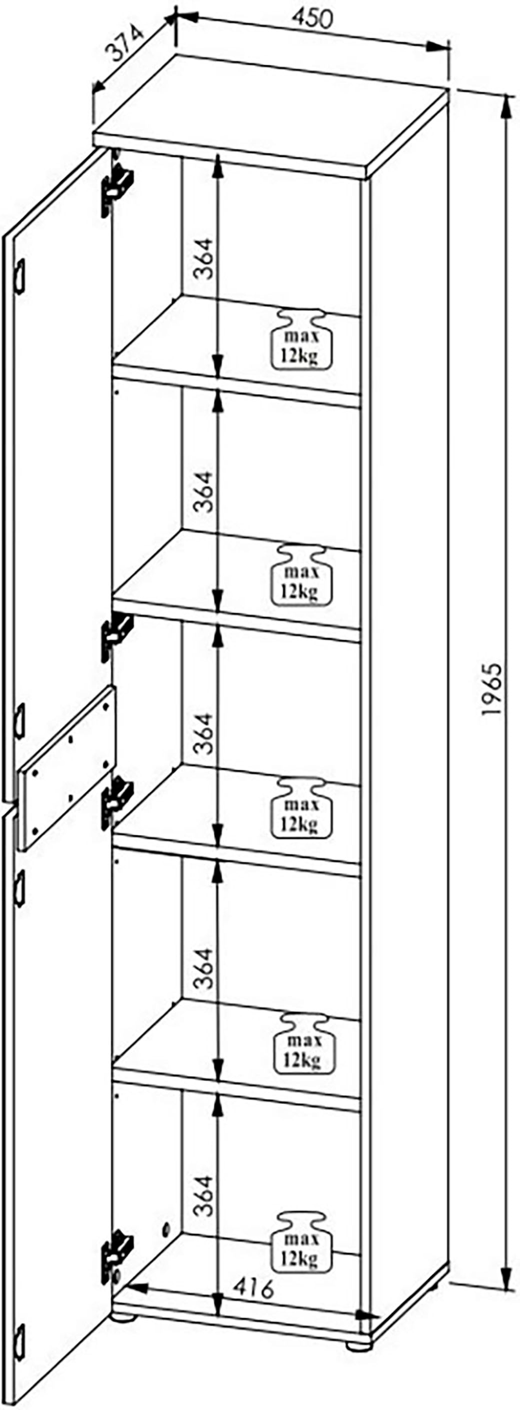 Innostyle Aktenschrank »Memphis Aktenschrank, 45x197x38cm (B/H/T)«, (1 St.), 1 türig, Soft-Close, ABS-Kantenschutz